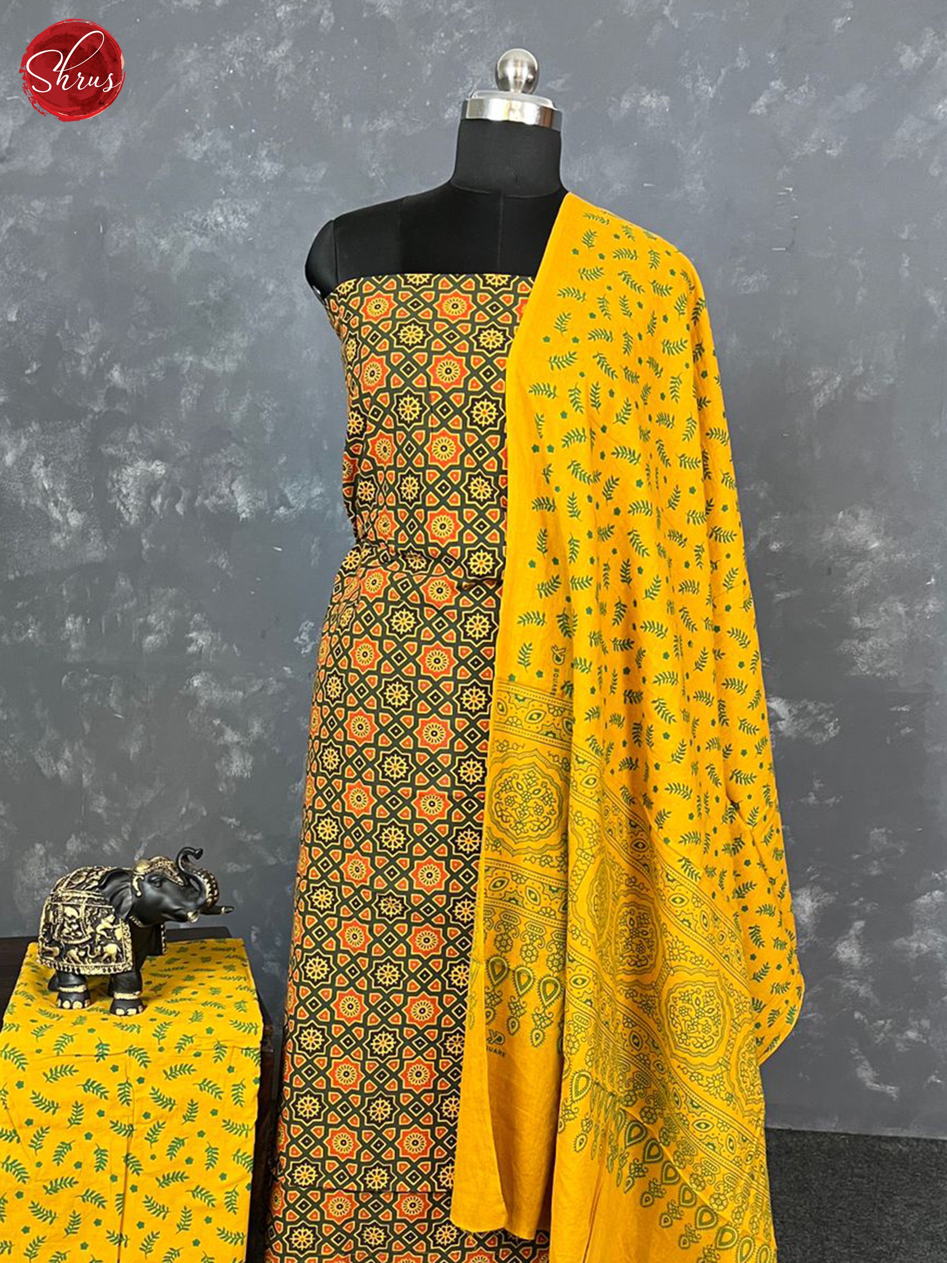 Green & Yellow - Ajrakh Salwar - Shop on ShrusEternity.com