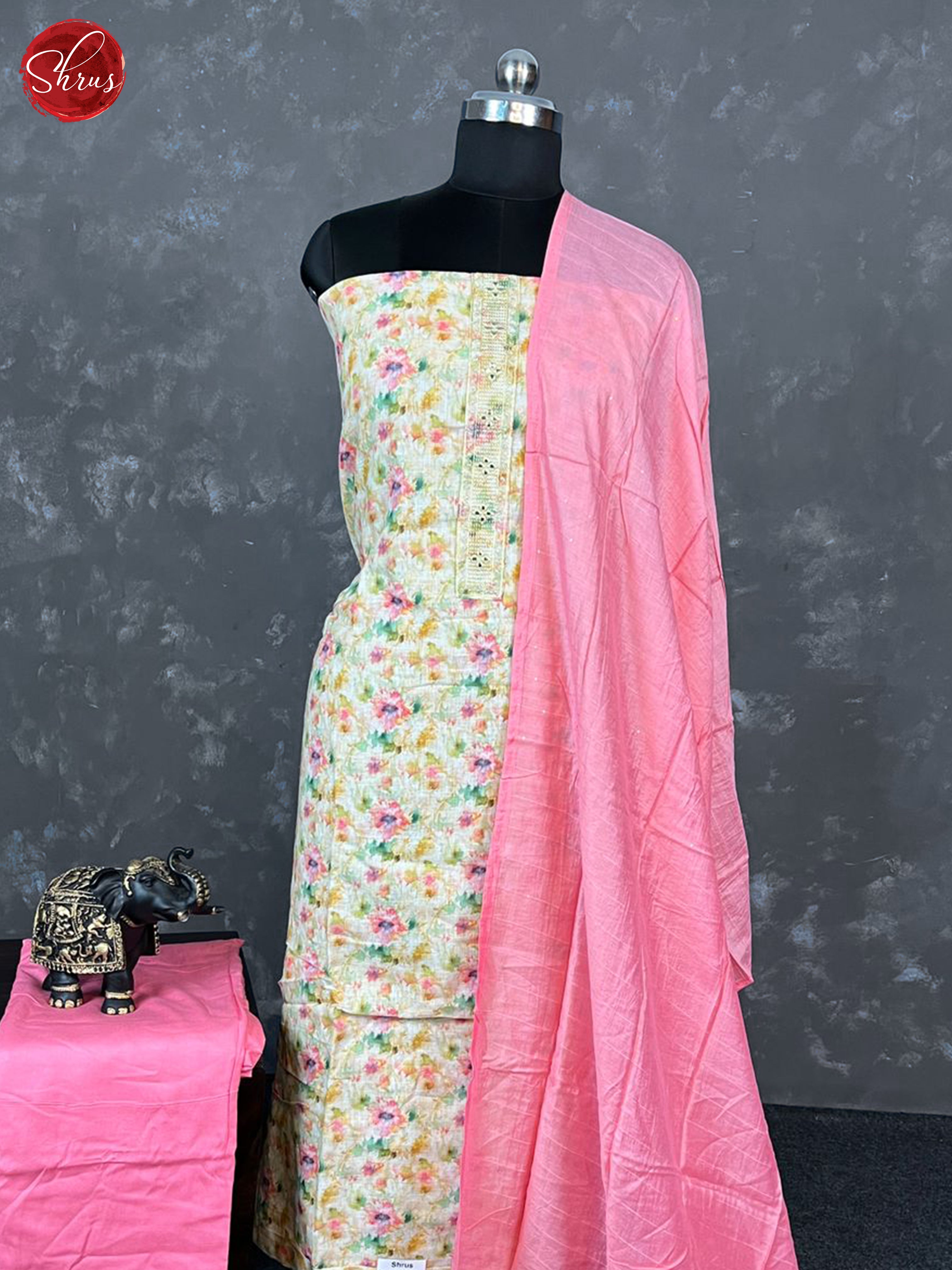 Cream & Pink - Cotton Salwar - Shop on ShrusEternity.com