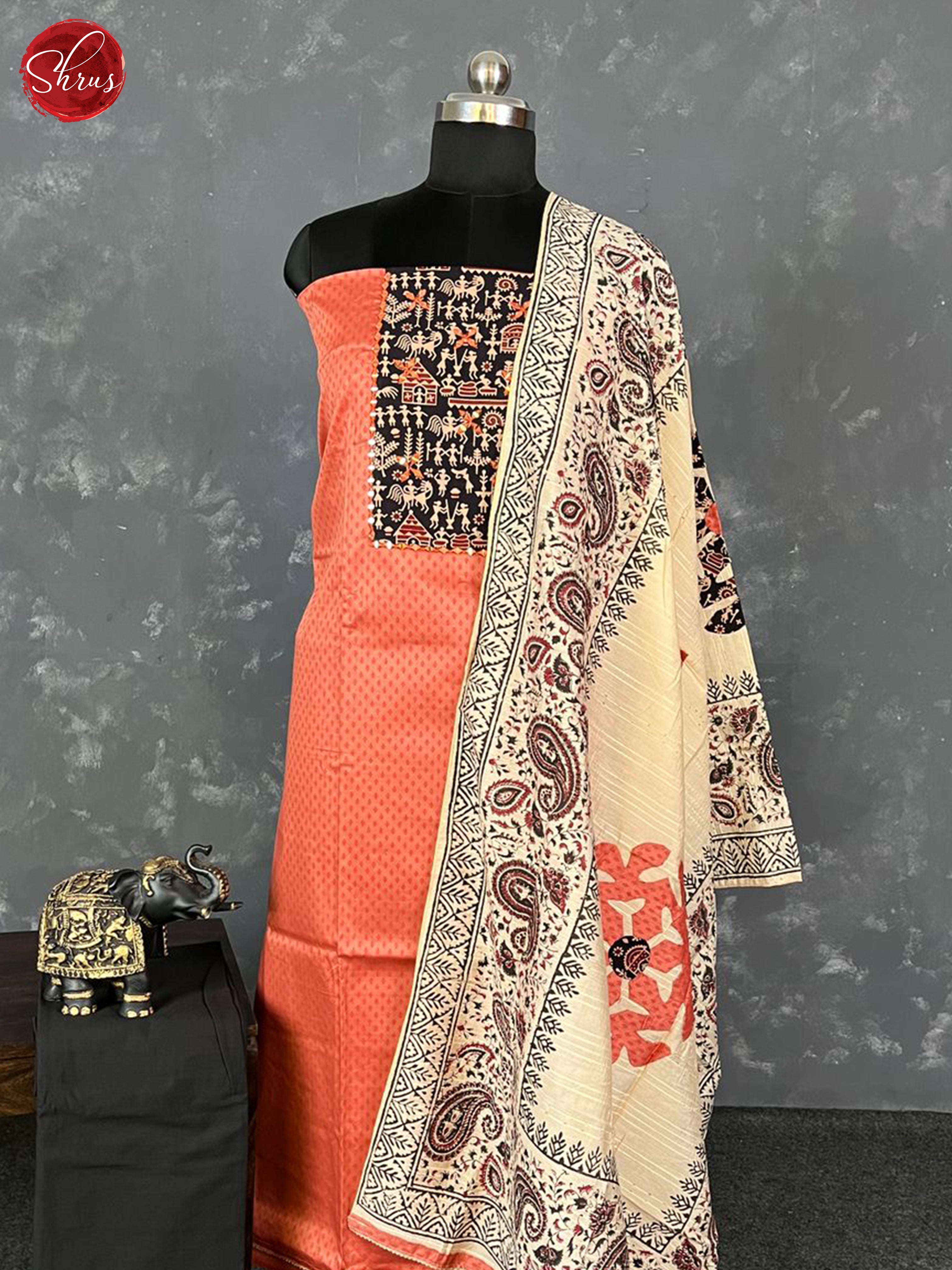 Peach & Black - Cotton Salwar - Shop on ShrusEternity.com