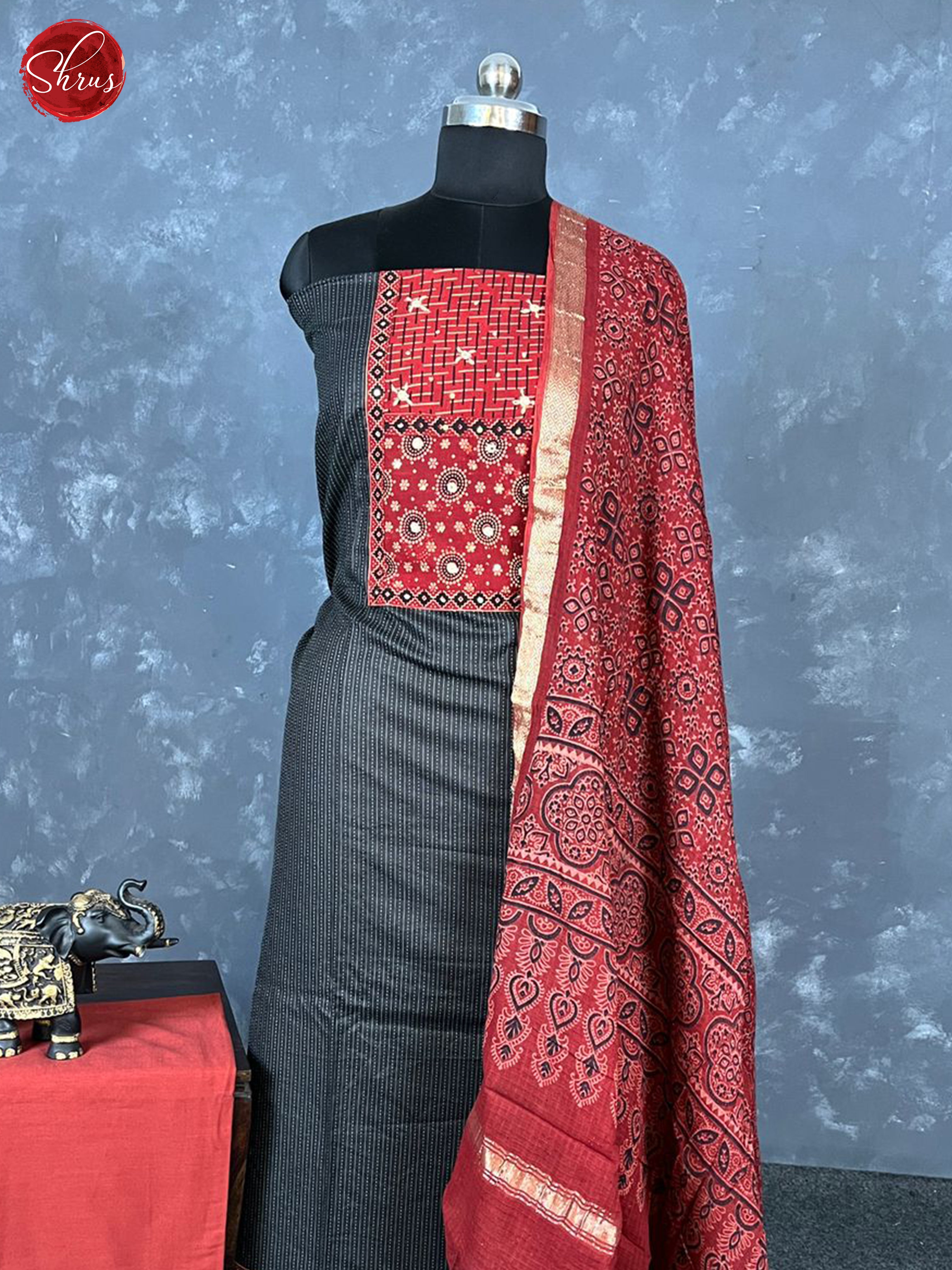 Black & Red -Unstitched  Salwar - Shop on ShrusEternity.com