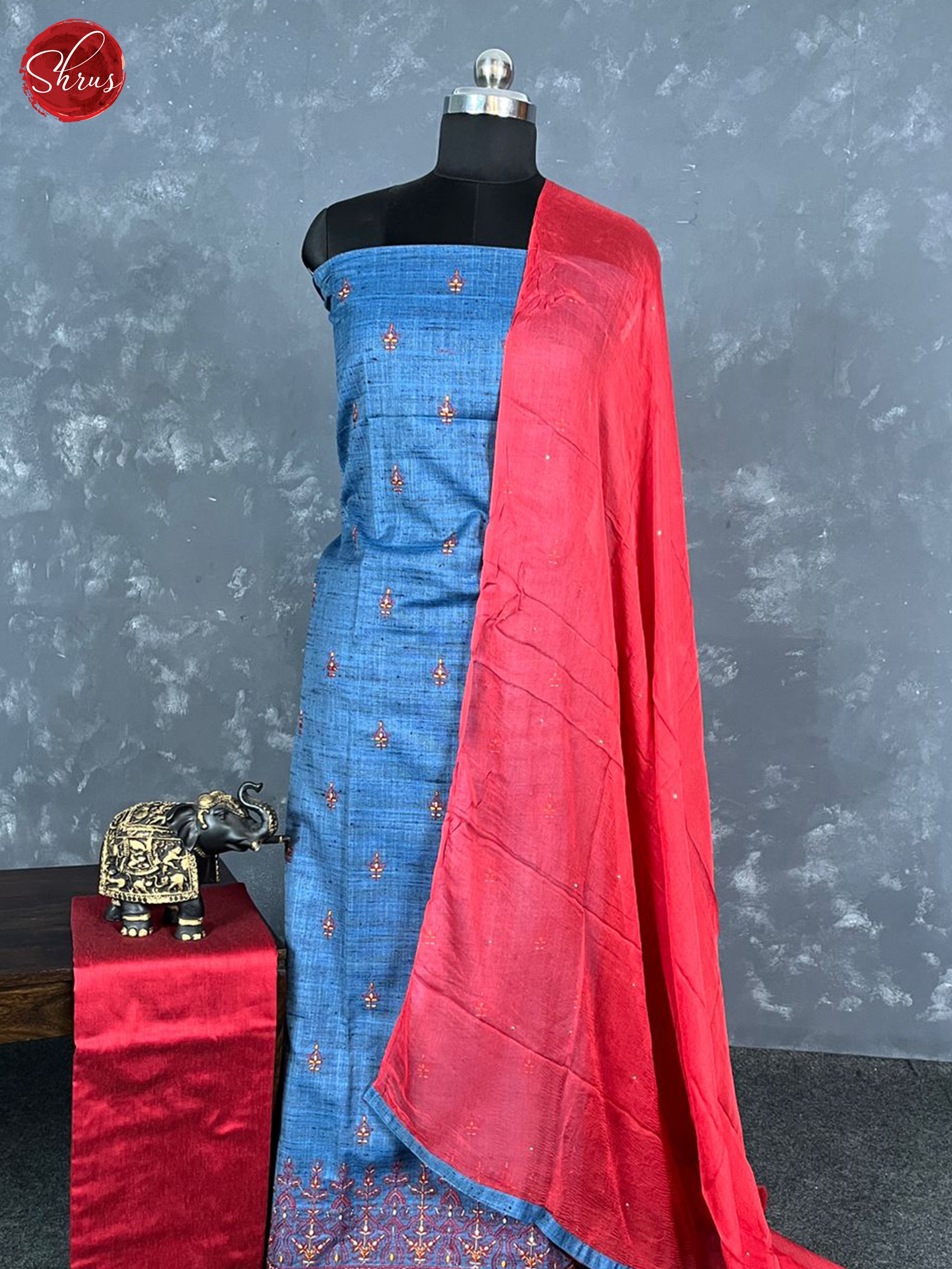 Blue & Red- Salwar - Shop on ShrusEternity.com