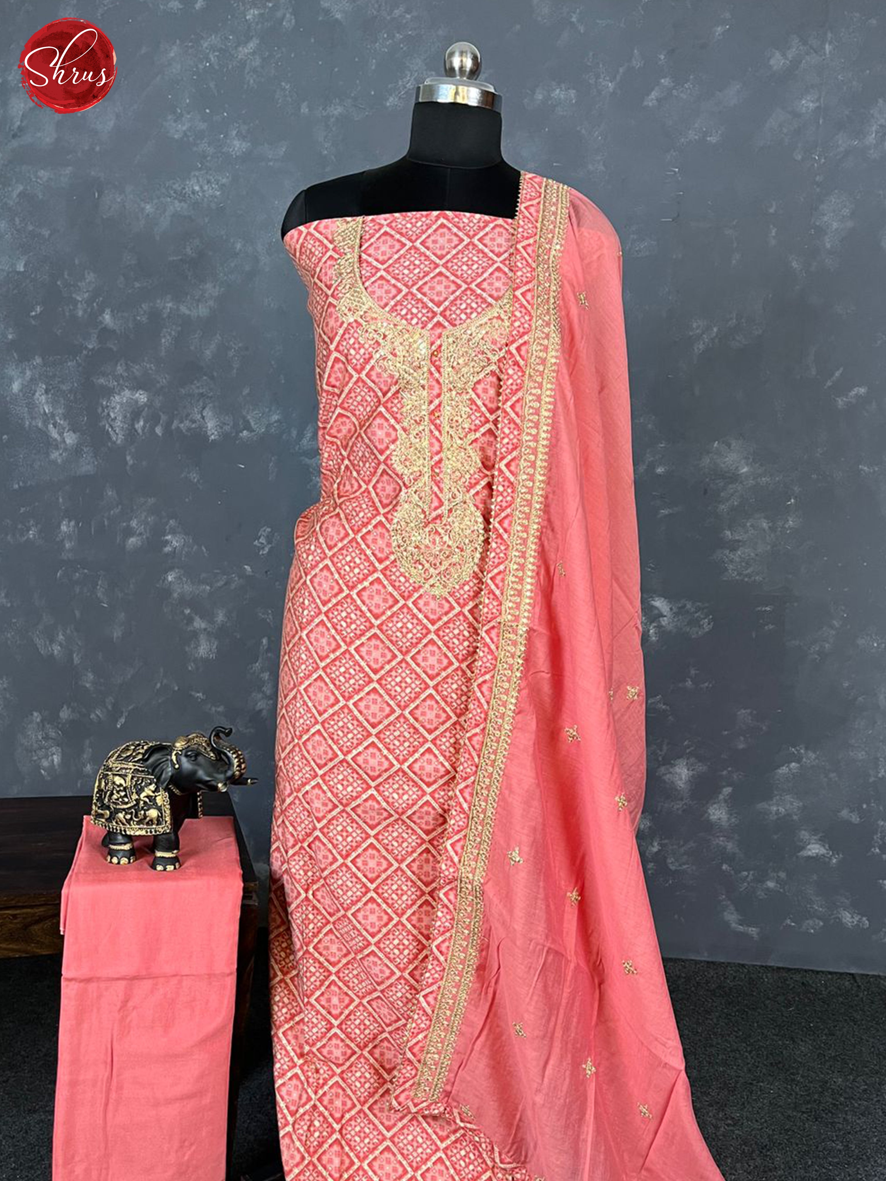 Pink - Unstitched Salwar - Shop on ShrusEternity.com