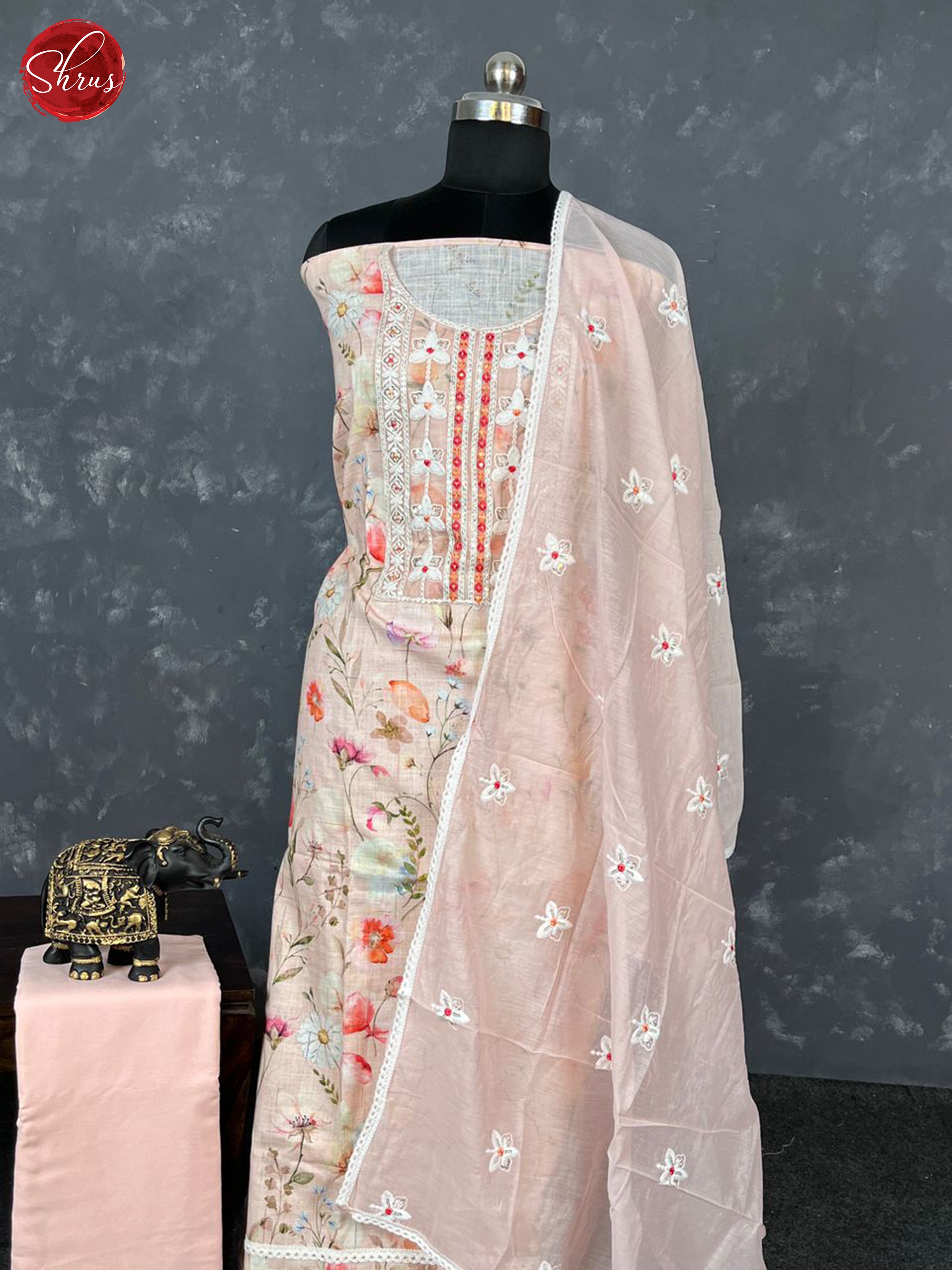 Peachish Pink- Unstitched Salwar - Shop on ShrusEternity.com