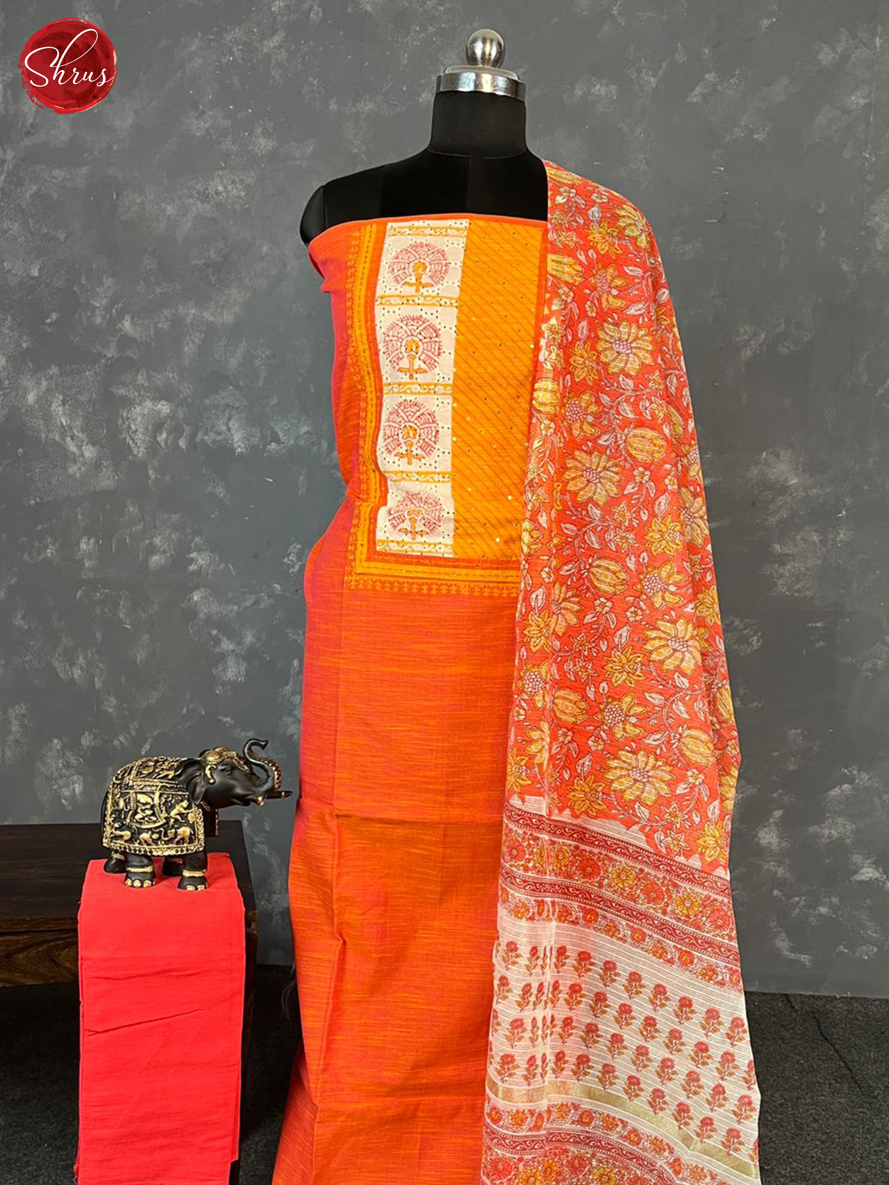 Orangish Pink - Unstitched Salwar - Shop on ShrusEternity.com