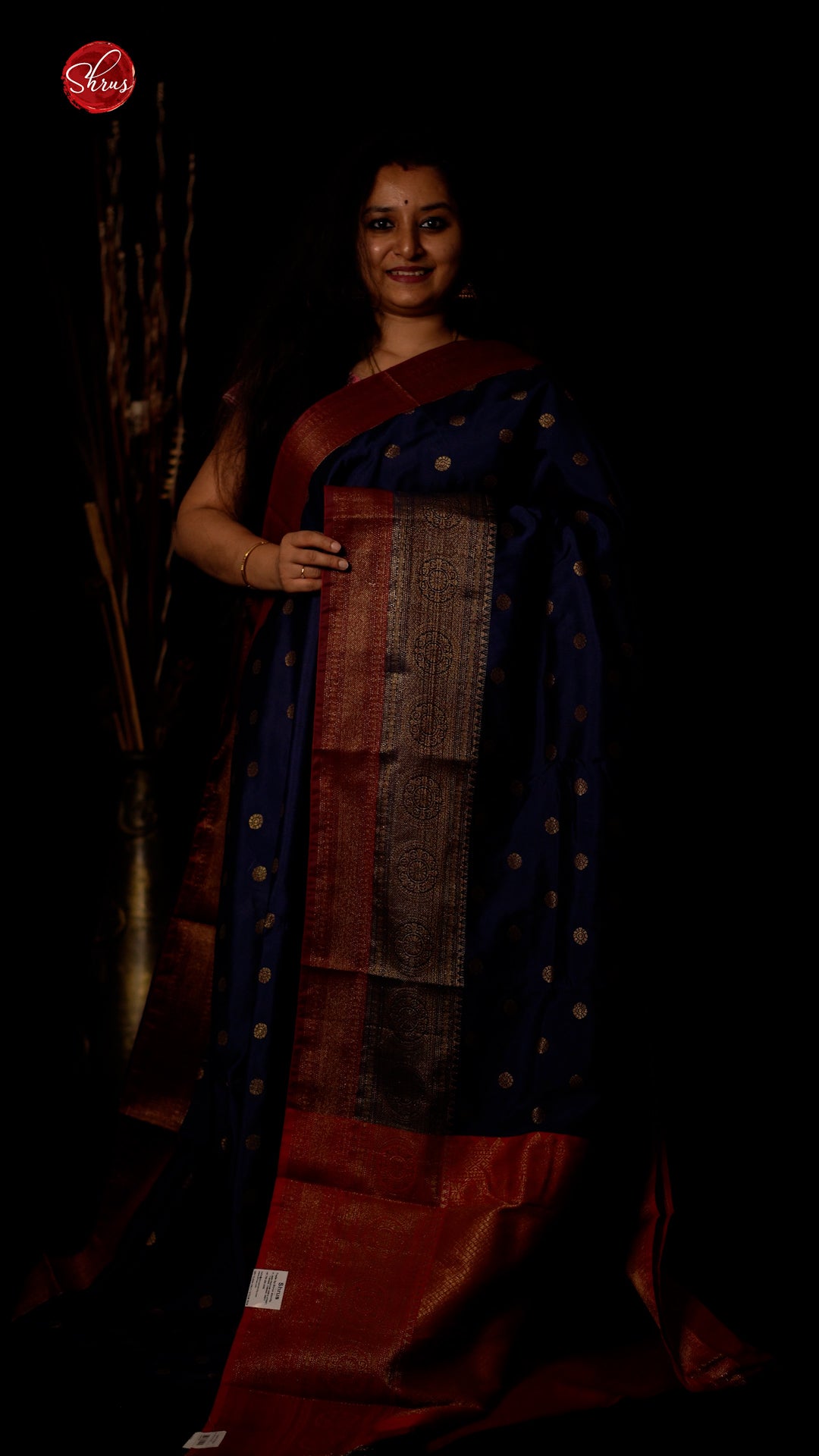 Blue & Red - Semi Dupion Saree - Shop on ShrusEternity.com