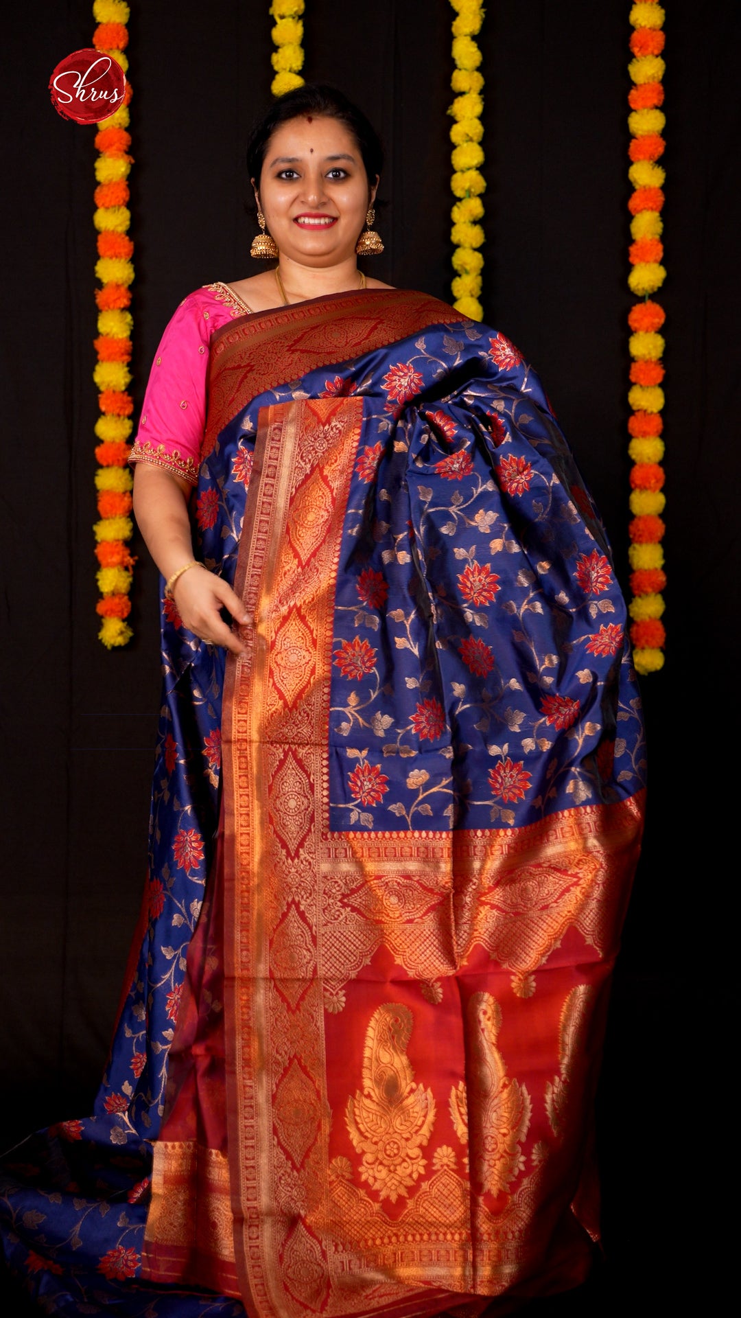 Blue & Maroon- Semi Soft Silk Saree - Shop on ShrusEternity.com