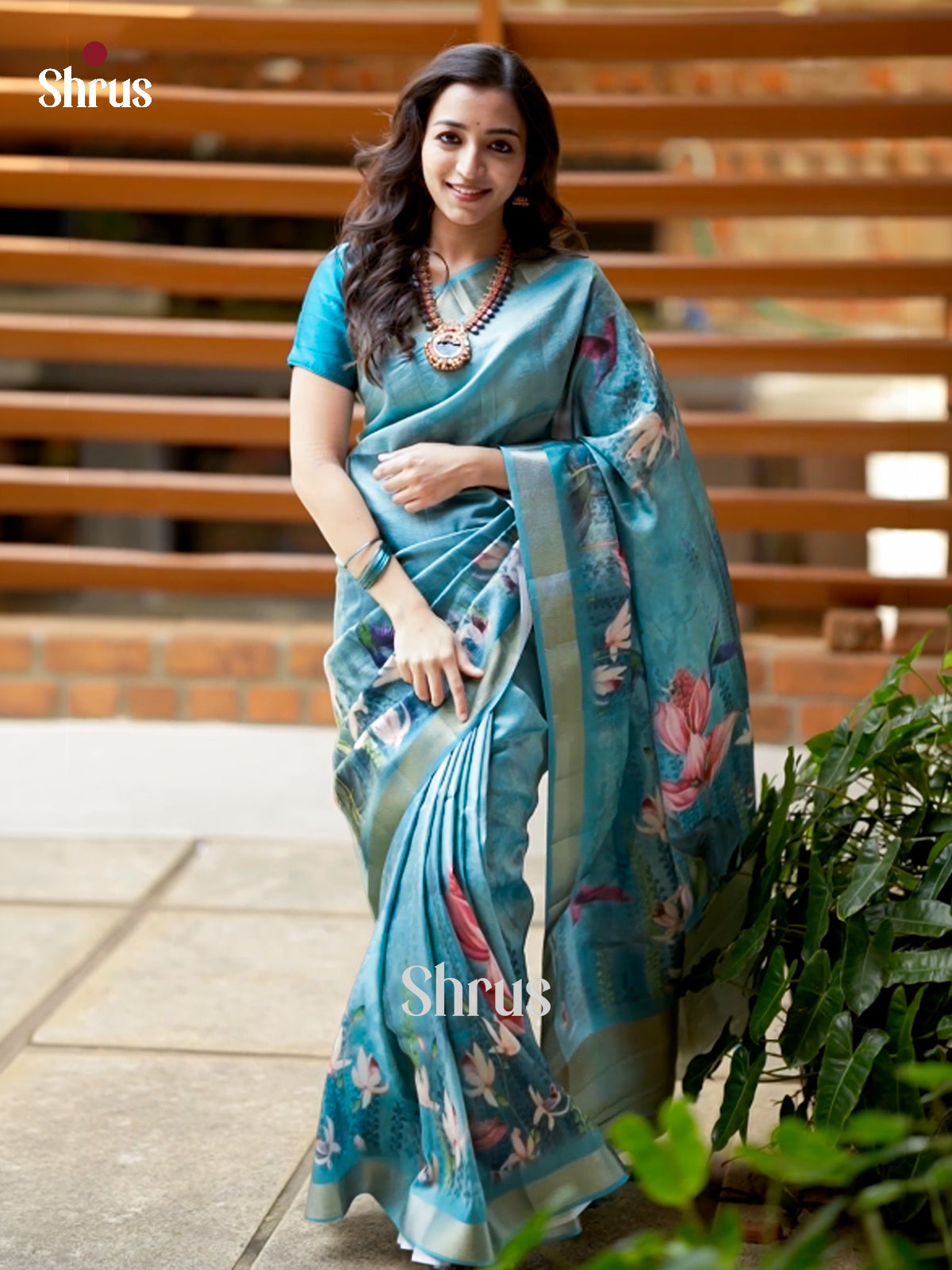 Blue  - Semi Rawsilk - Saree- EAS22053 - Shop on Shrus.com