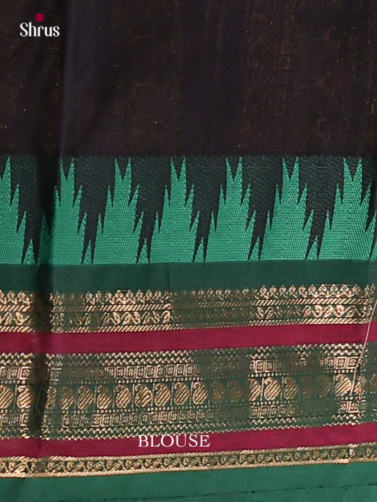 Bold Black Chettinad Cotton Sarees With Thread Buttas & Sea Green Temple Zari Border
