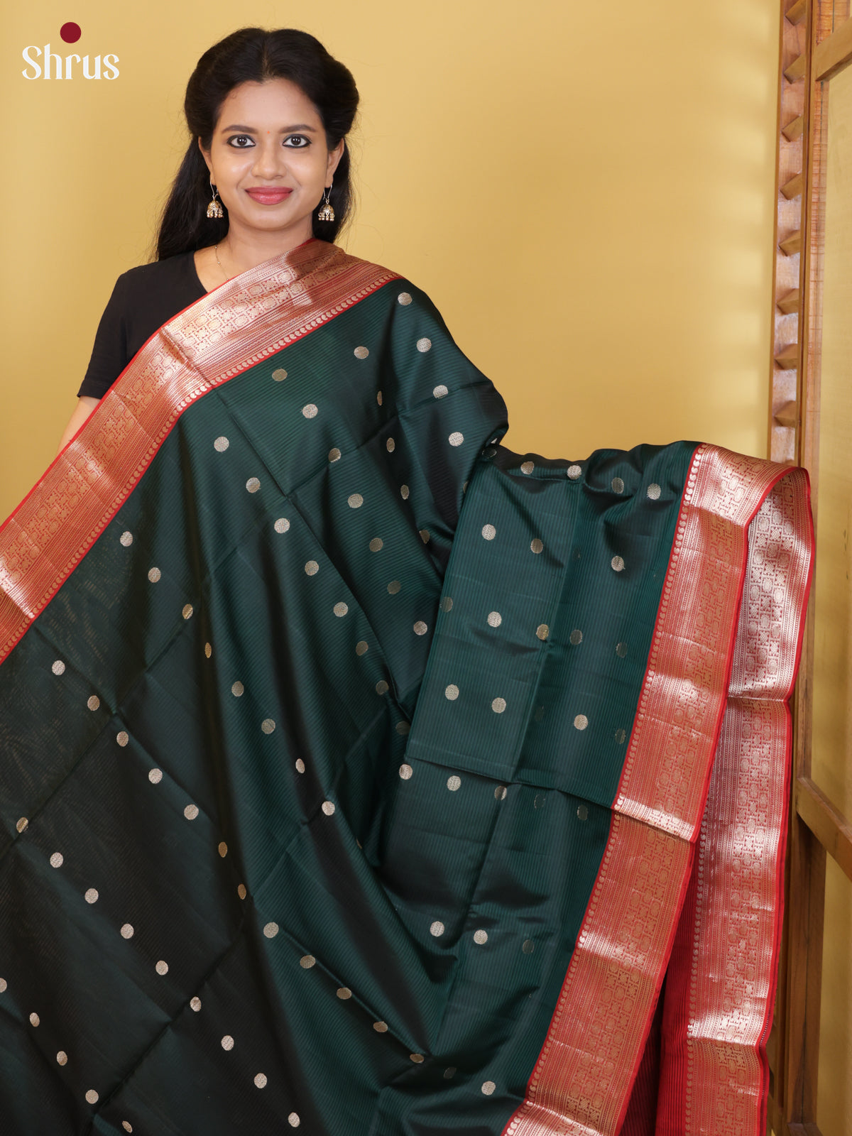 Classy Cobalt Blue Soft Silk Saree with zari buttas & rich Maroon border