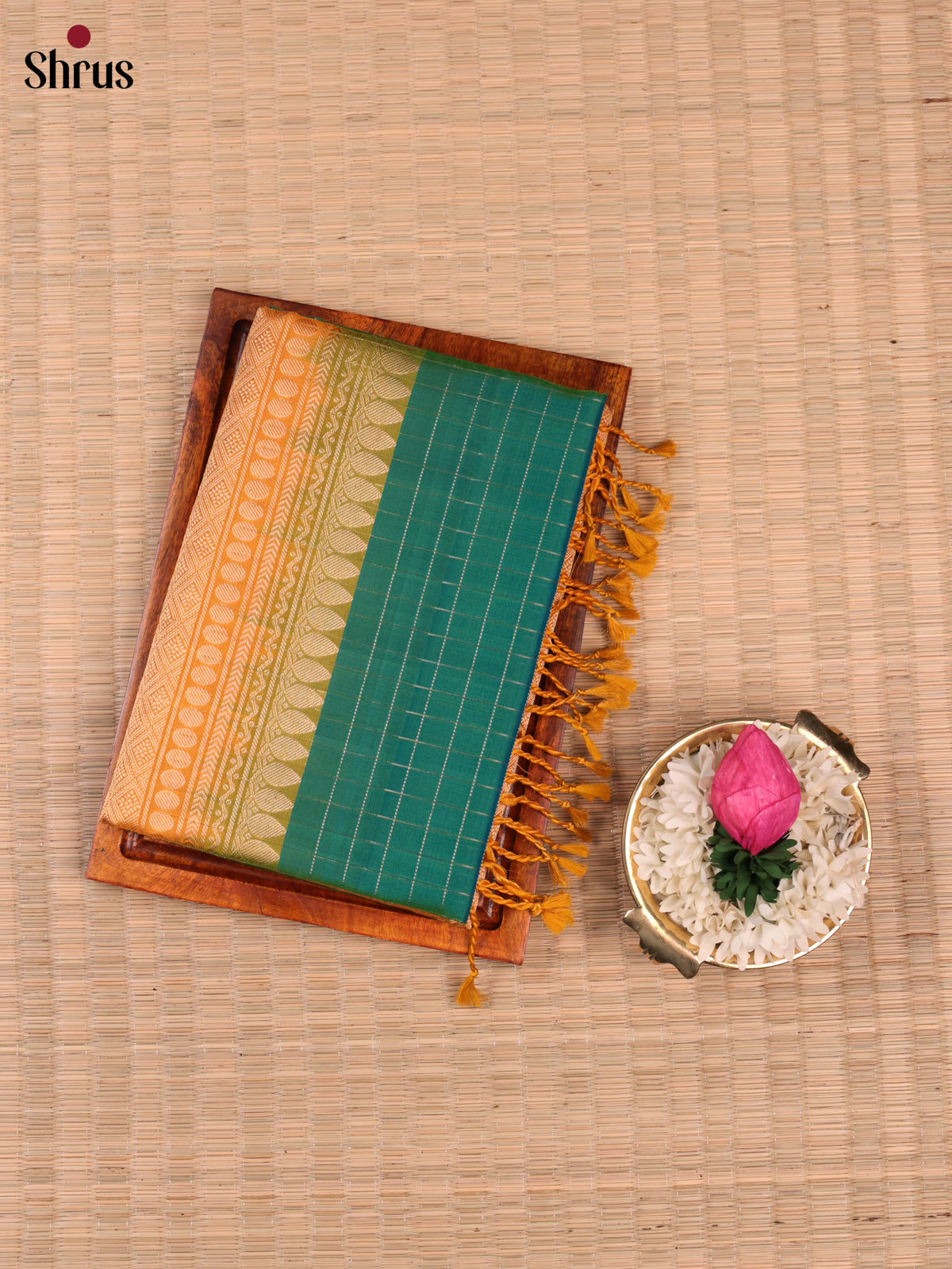 Buy Striking Bottle Green Soft Silk Saree With Zari Kattam, Mustard Border & Brocade Pallu