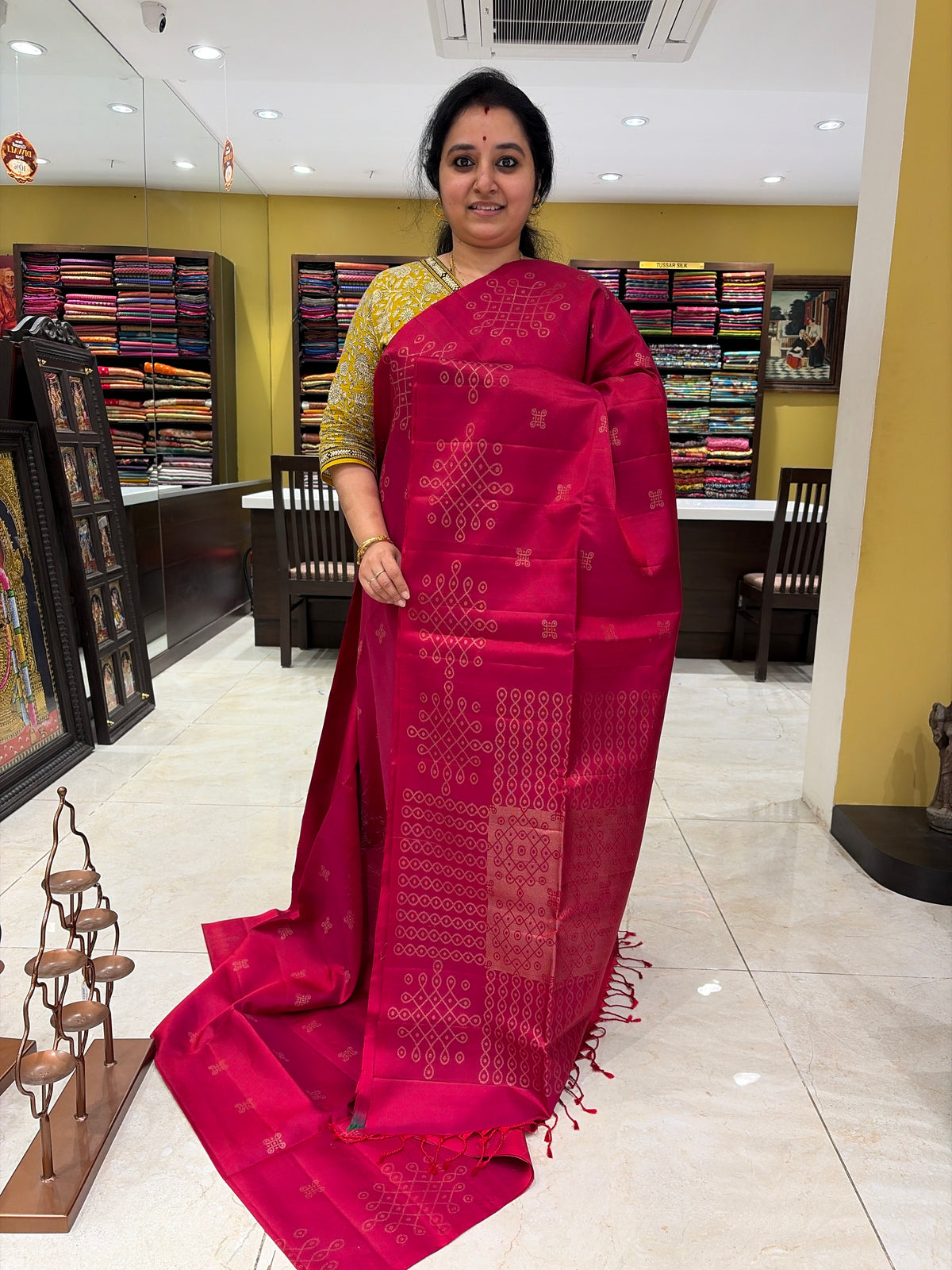 Pinkish Orange Dual Toned Soft Silk Saree