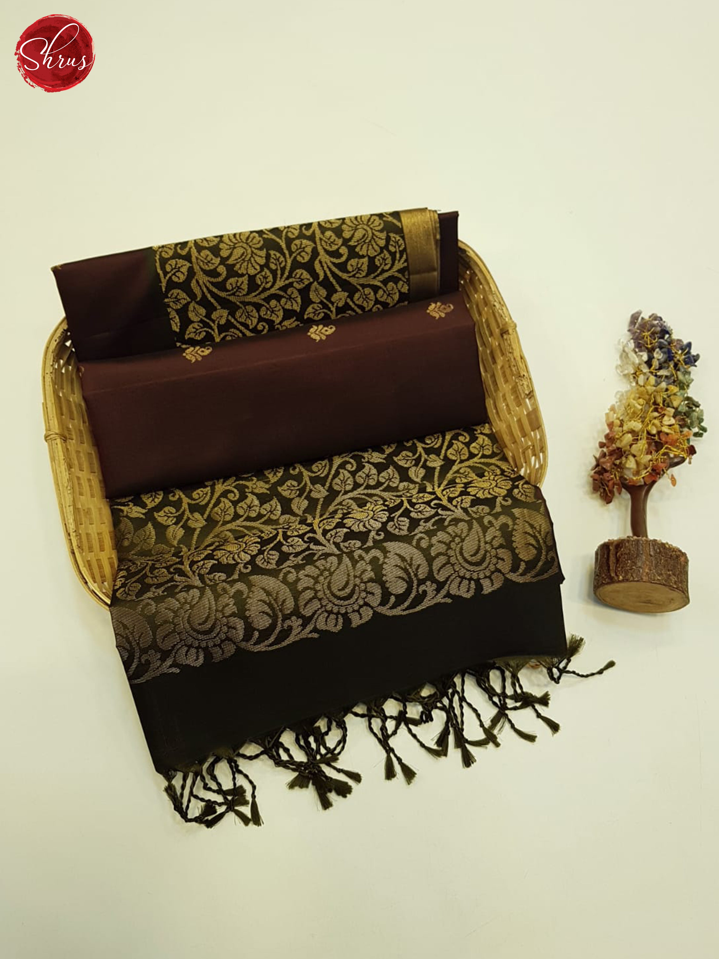 Brown And Green-Soft silk saree - Shop on ShrusEternity.com