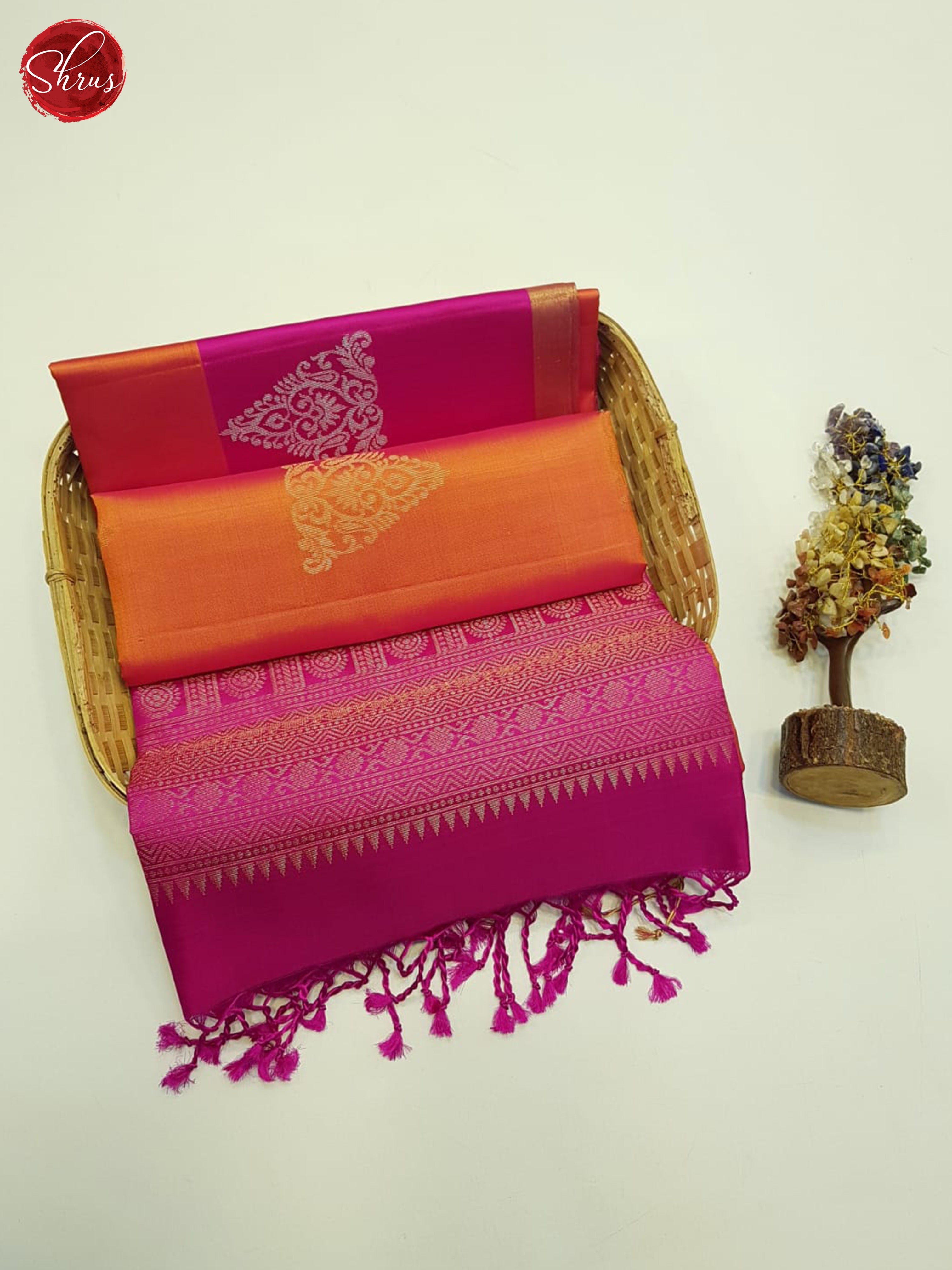 Orange And Pink-Soft silk saree - Shop on ShrusEternity.com