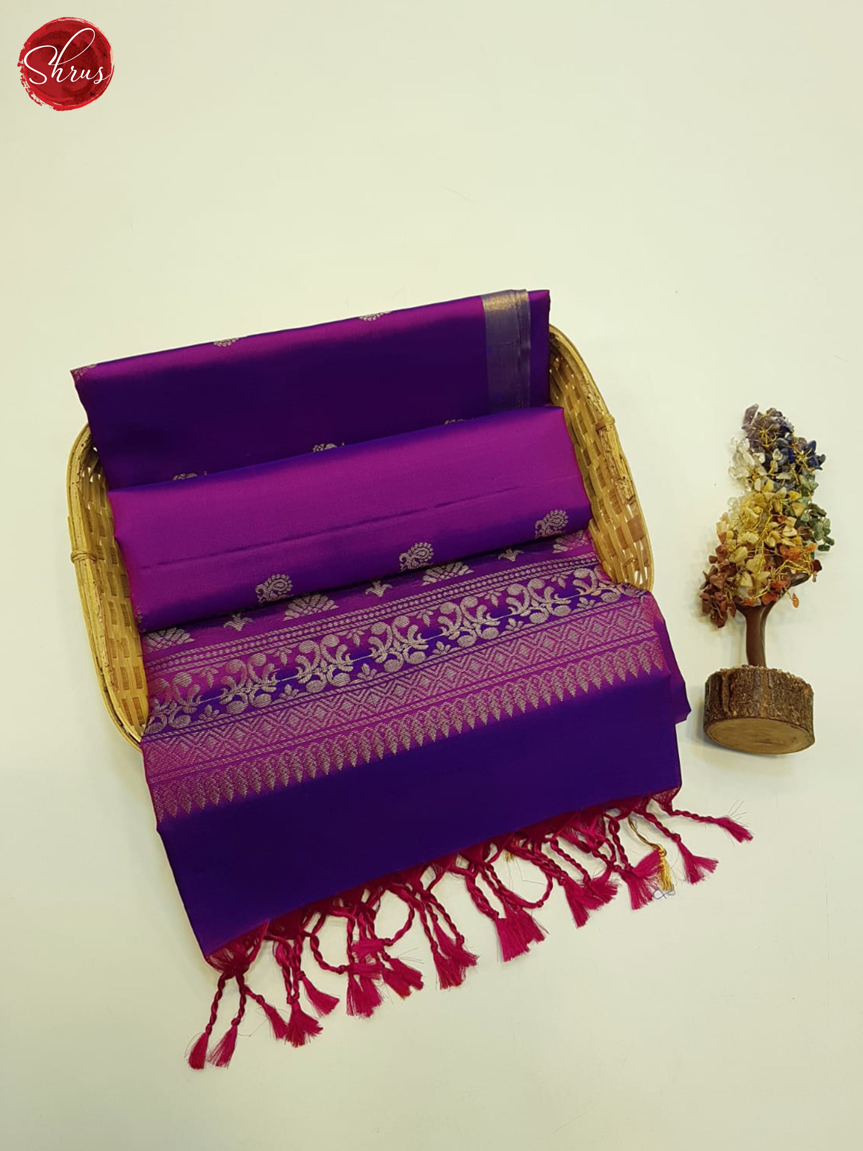 Purple And Green-Soft silk saree - Shop on ShrusEternity.com