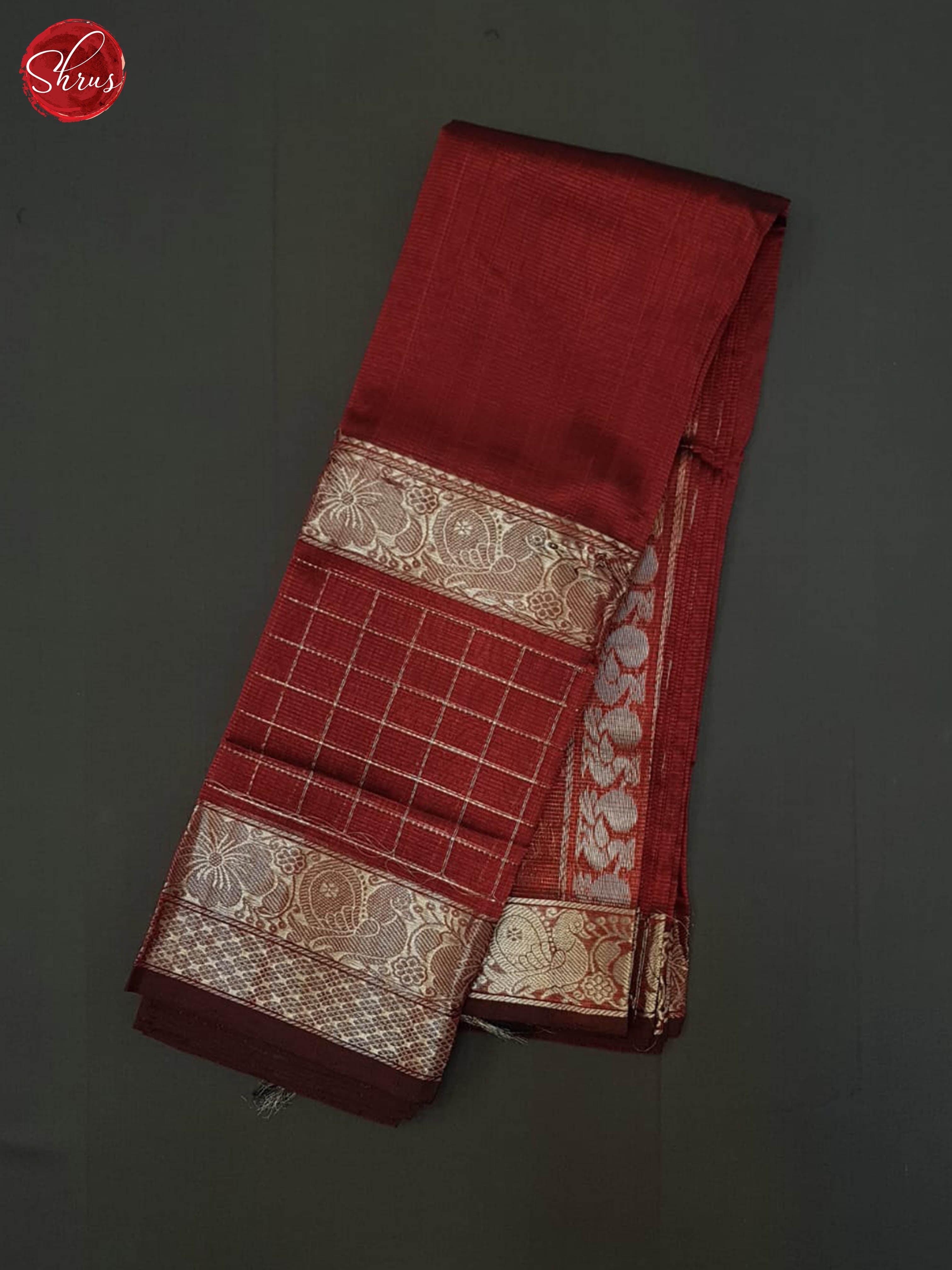 Maroon(Single tone)- Mangalagiri silkcotton Saree - Shop on ShrusEternity.com