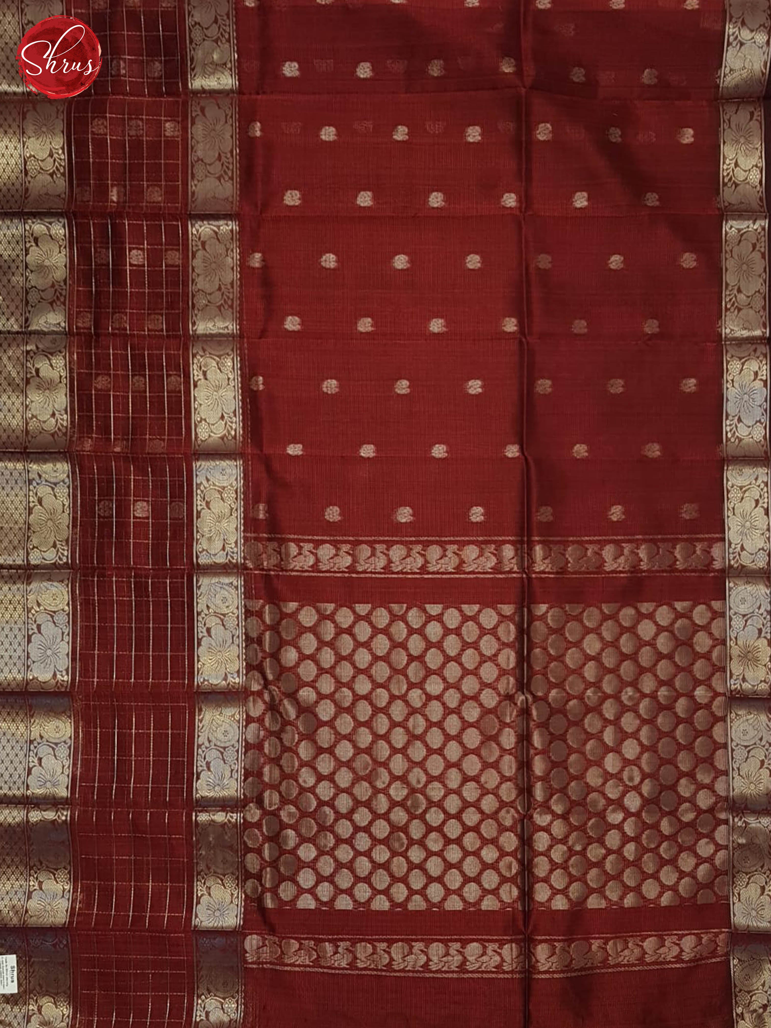 Maroon(Single tone)- Mangalagiri silkcotton Saree - Shop on ShrusEternity.com