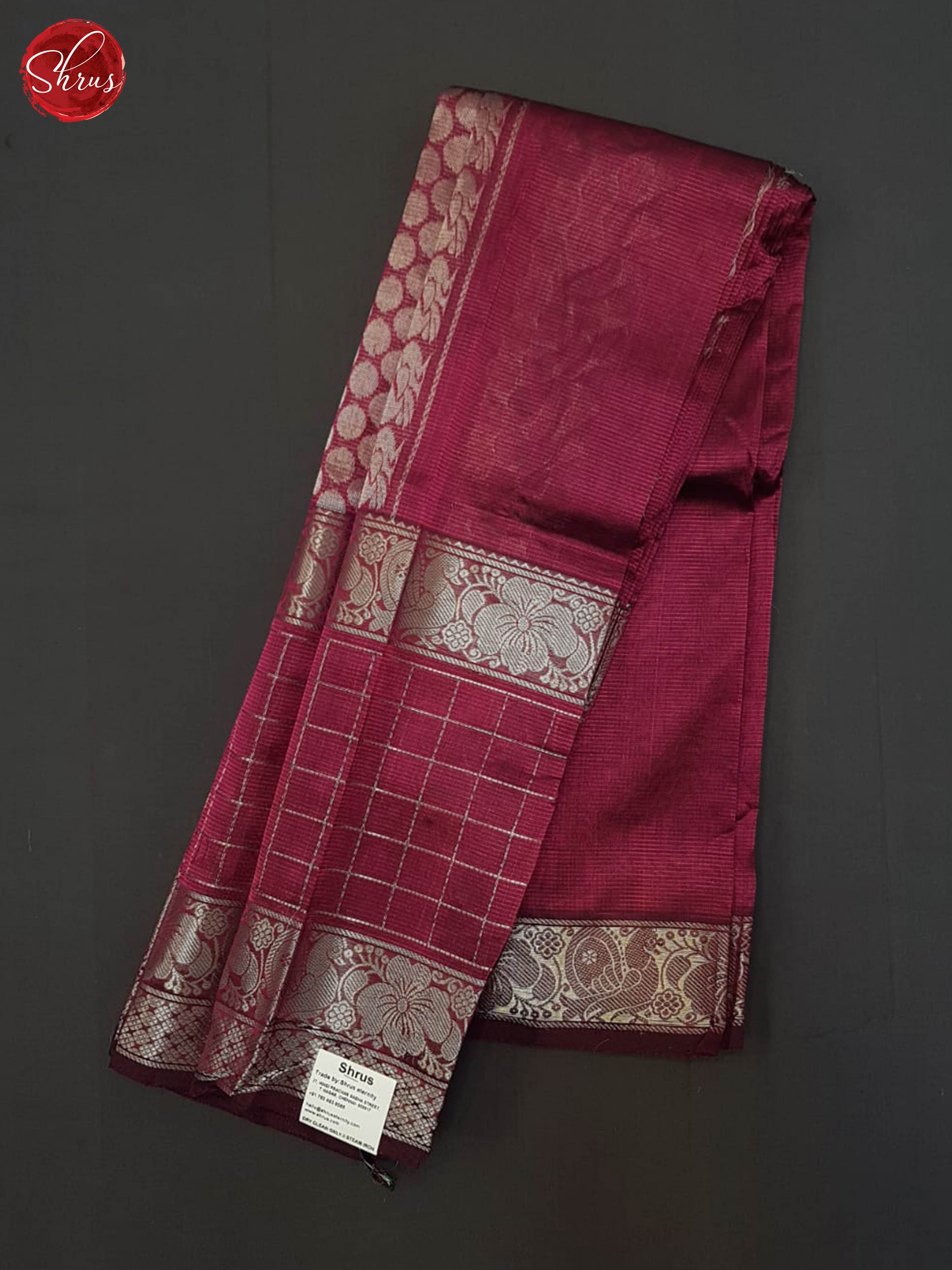 Majenta pink(Single tone)- Mangalagiri silkcotton Saree - Shop on ShrusEternity.com