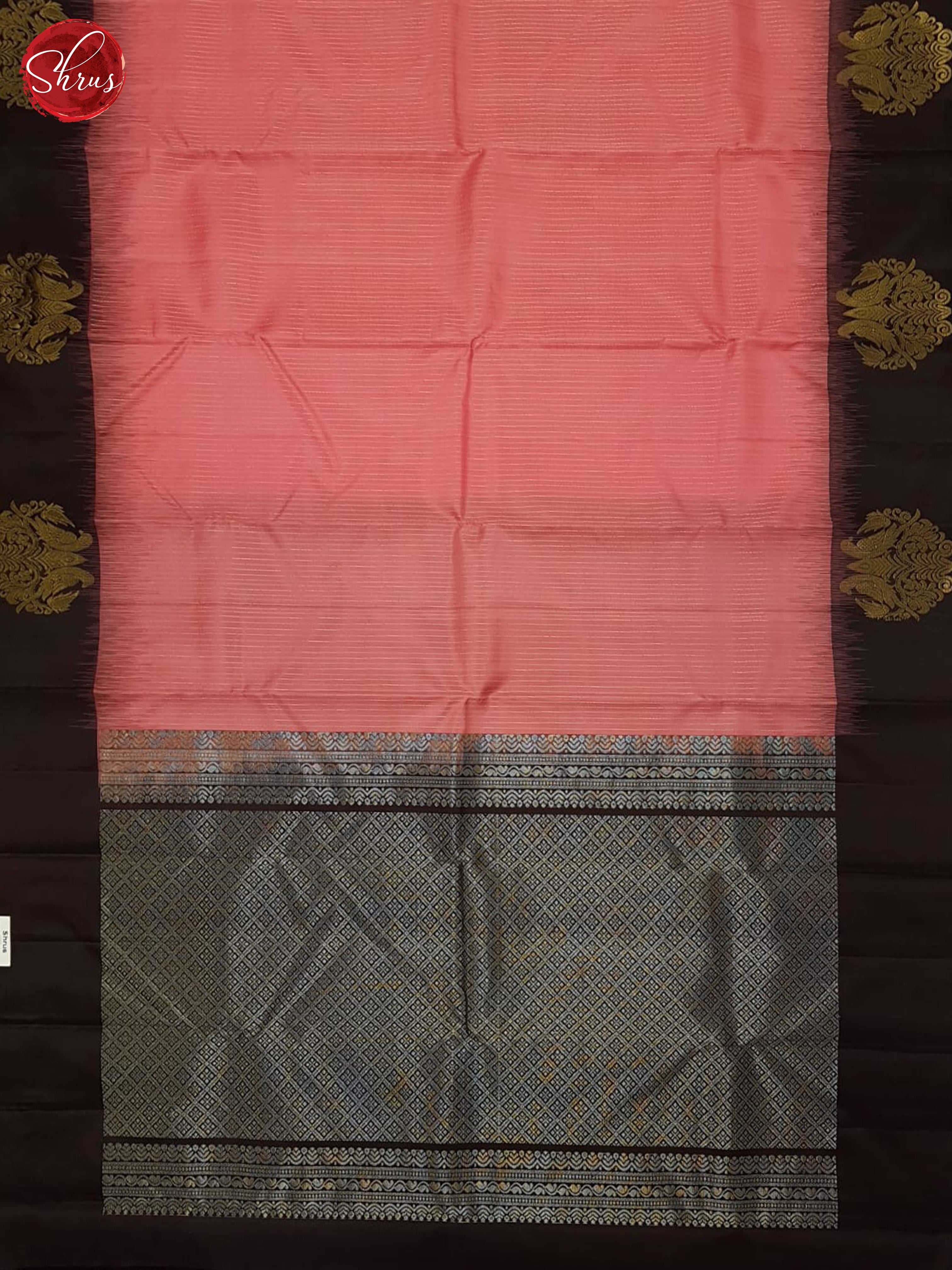 Pink and Brown- Soft Silk Saree - Shop on ShrusEternity.com