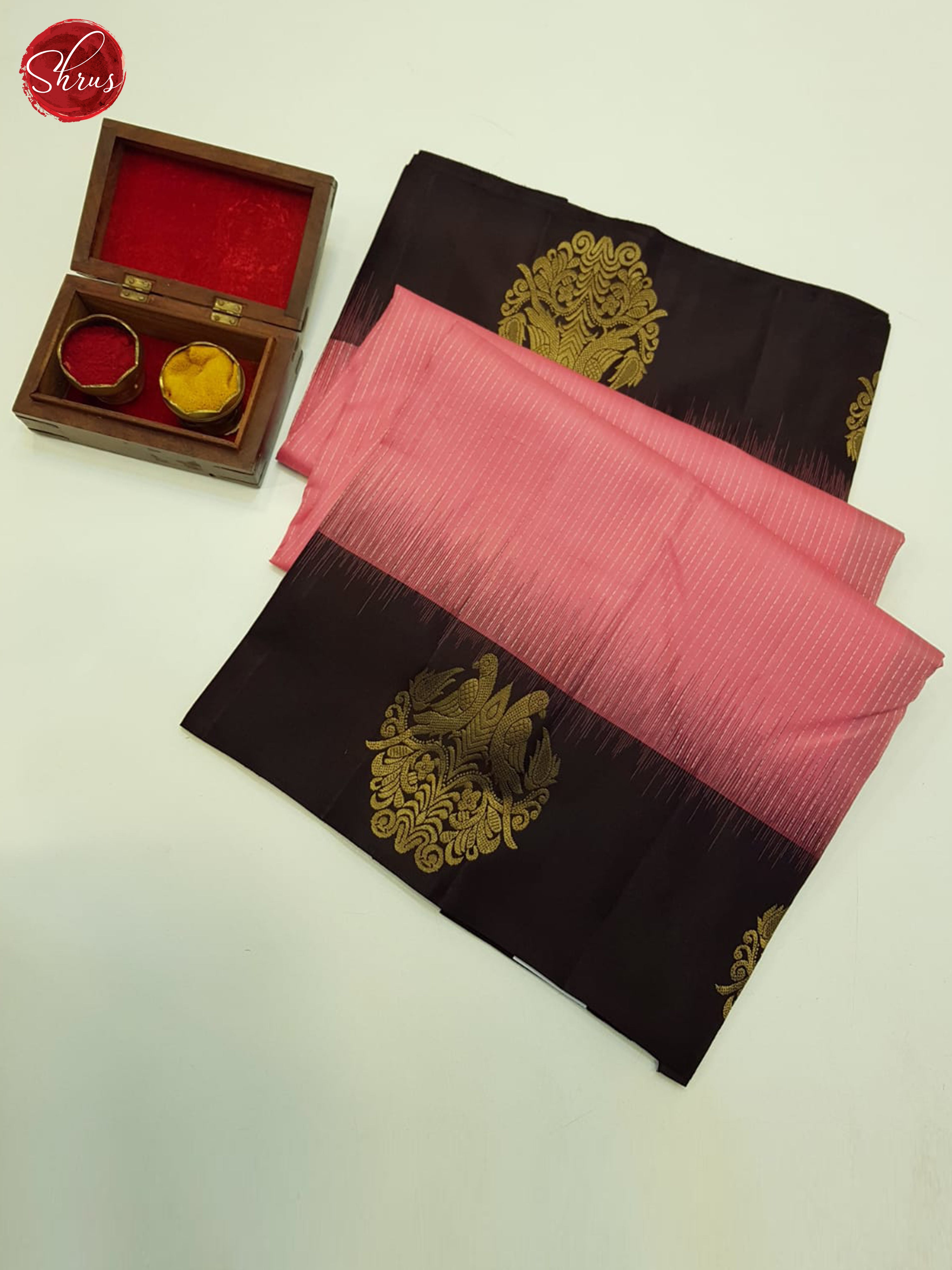 Pink and Brown- Soft Silk Saree - Shop on ShrusEternity.com