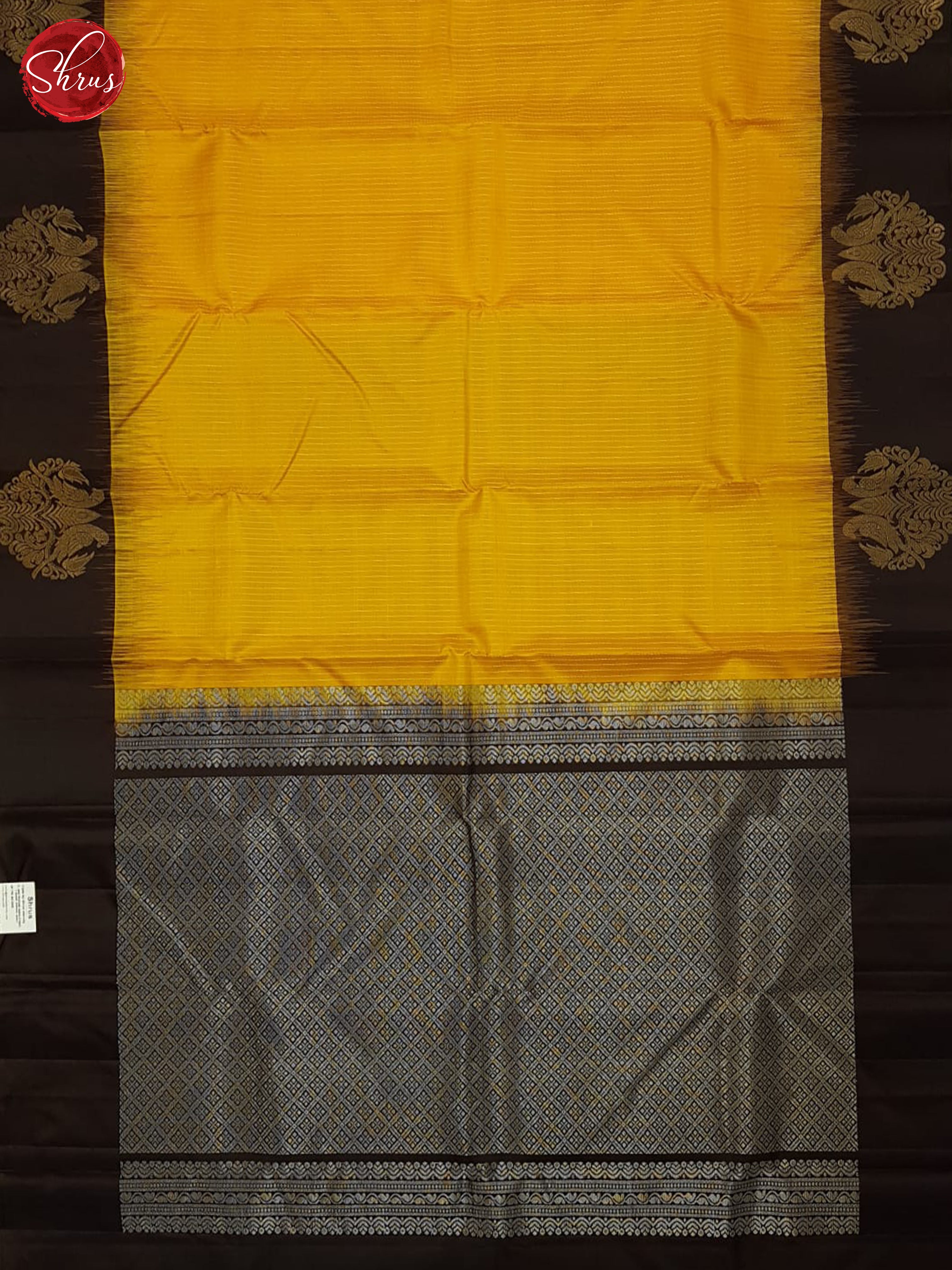 Mustard and Brown - Soft Silk Saree - Shop on ShrusEternity.com