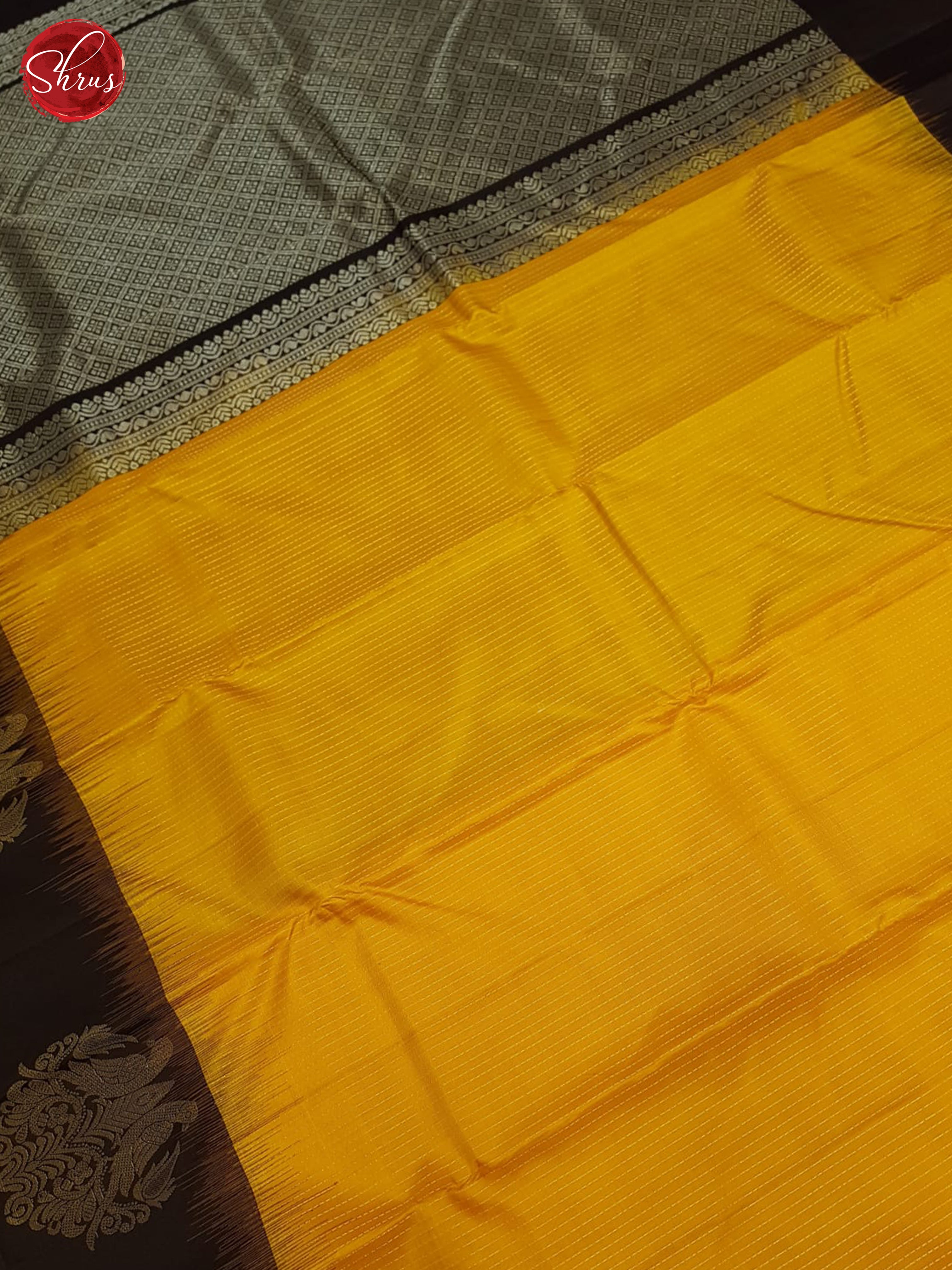 Mustard and Brown - Soft Silk Saree - Shop on ShrusEternity.com