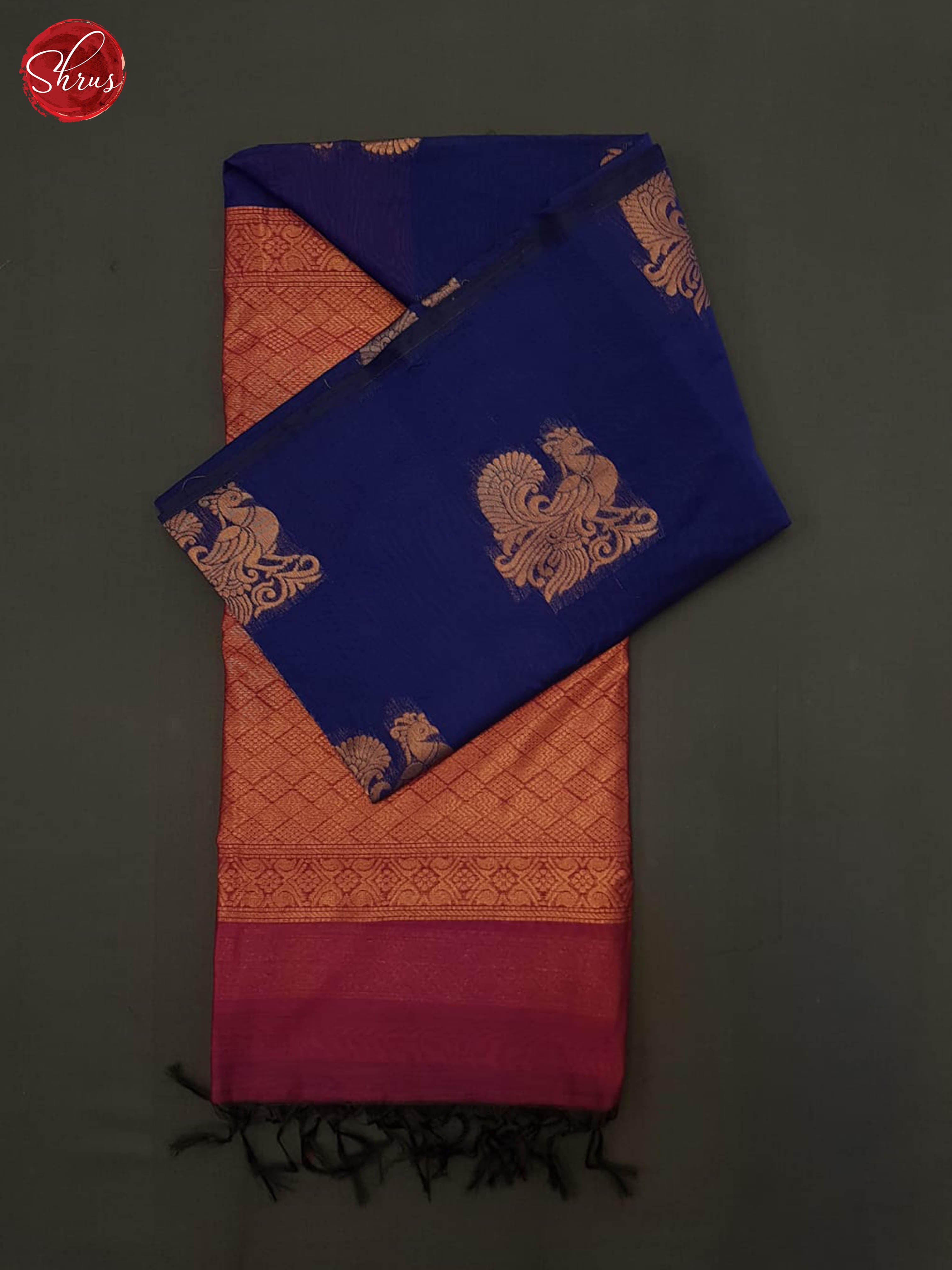 Blue And Majenta Pink- Semi Silk Cotton Saree - Shop on ShrusEternity.com