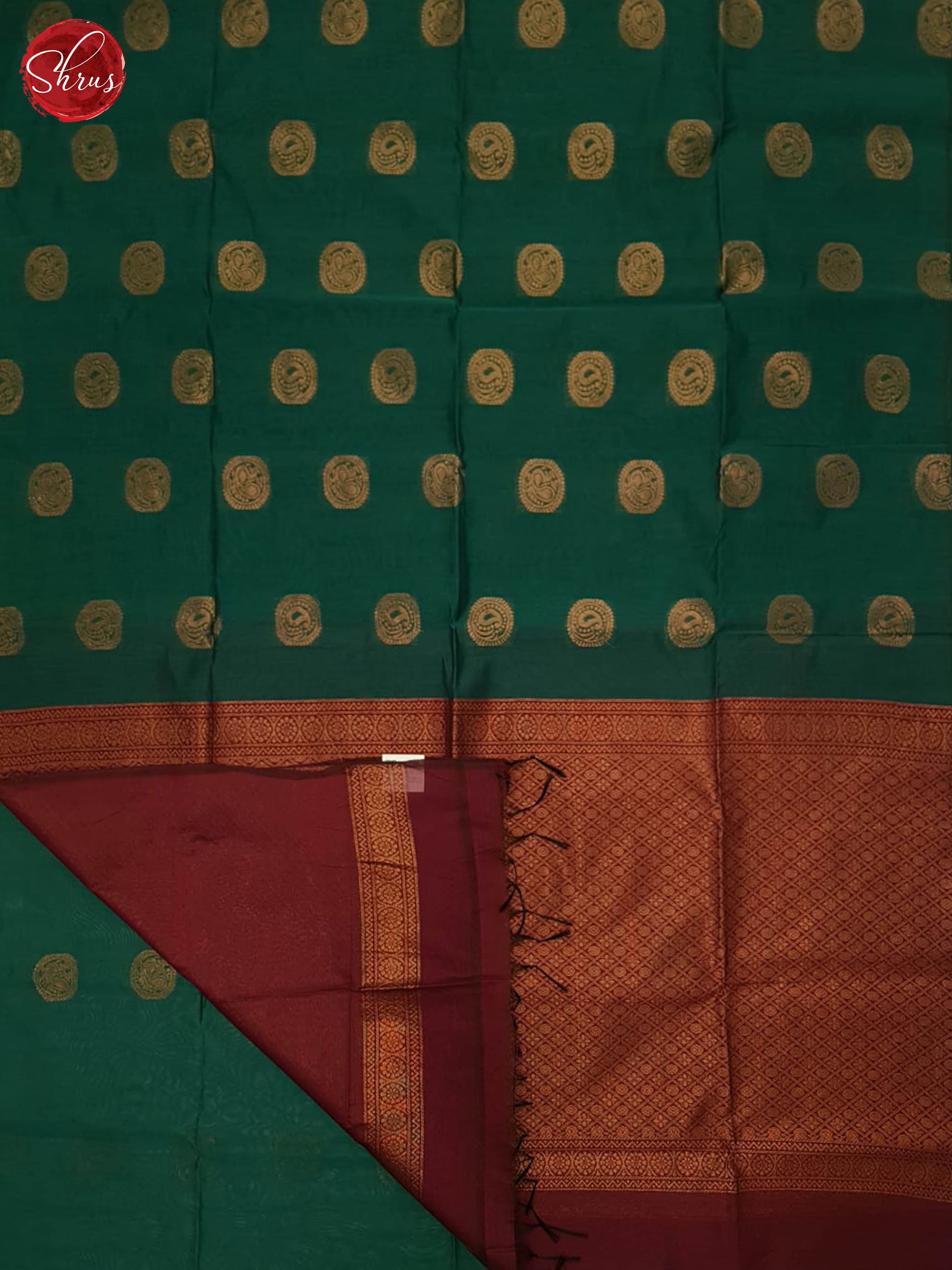 Green And Arakku Maroon- Semi Silk Cotton Saree - Shop on ShrusEternity.com