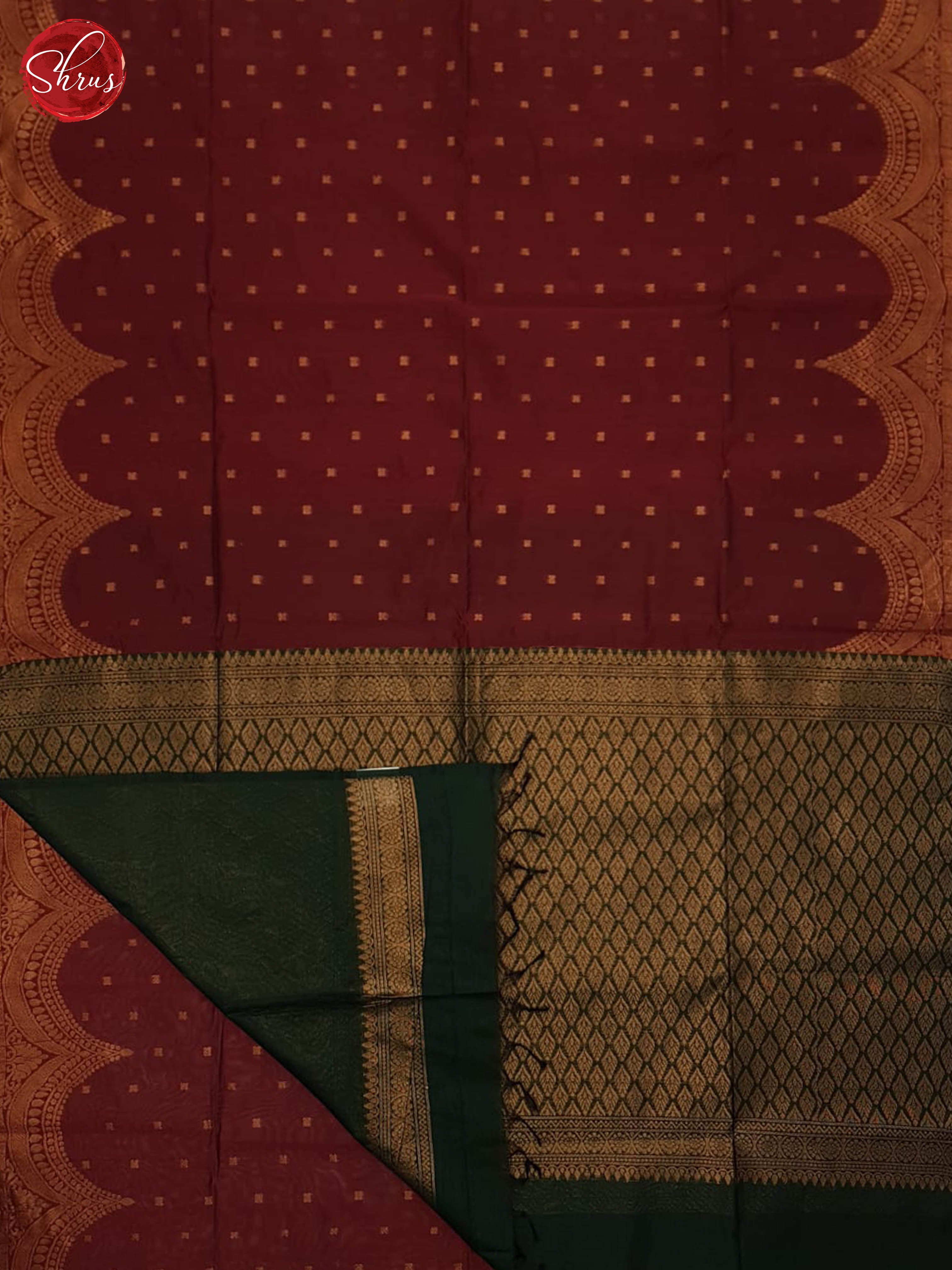 Arraku Maroon And Green- Semi Silk Cotton Saree - Shop on ShrusEternity.com
