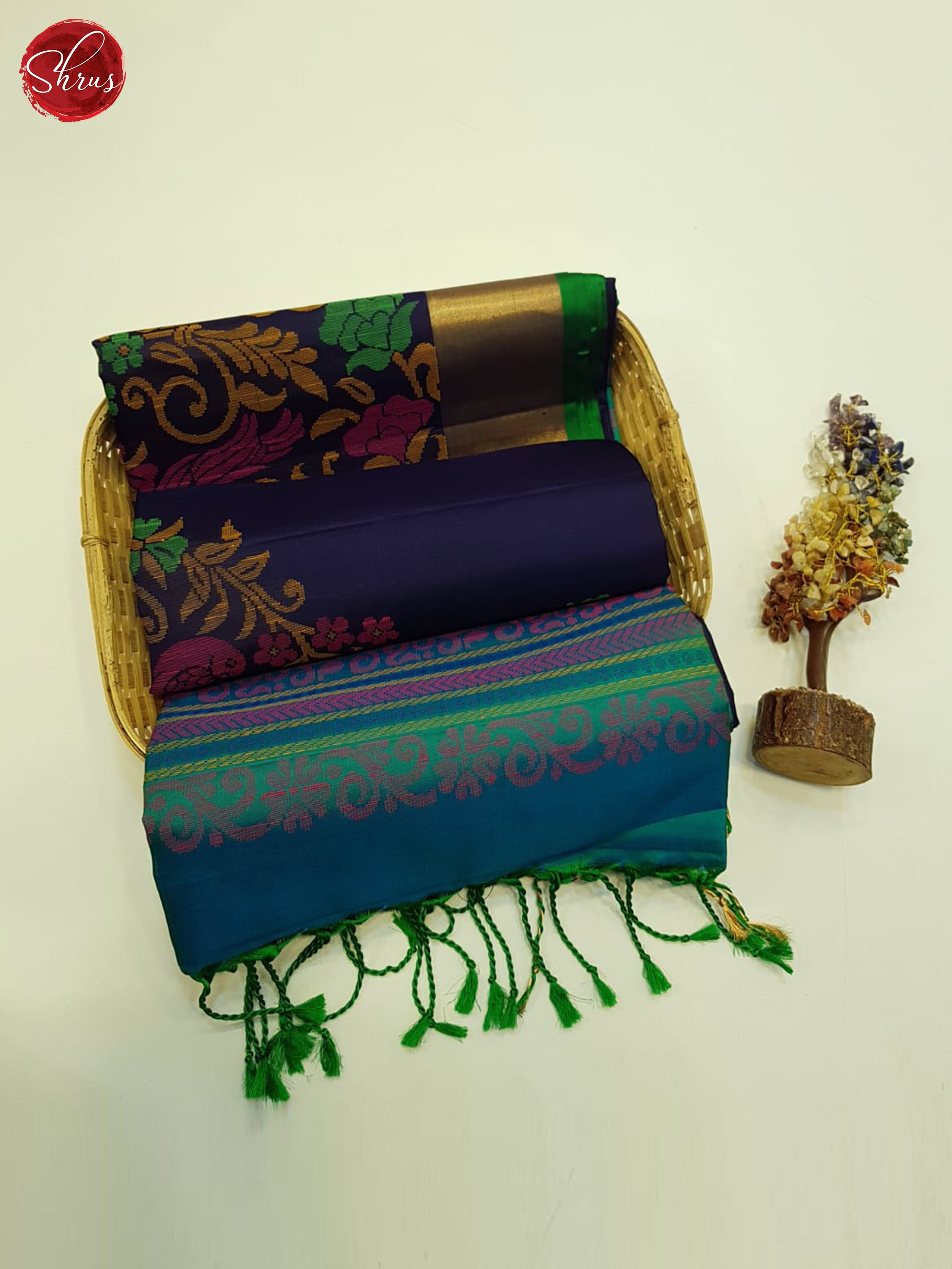 Blue and Green- Soft Silk Saree - Shop on ShrusEternity.com