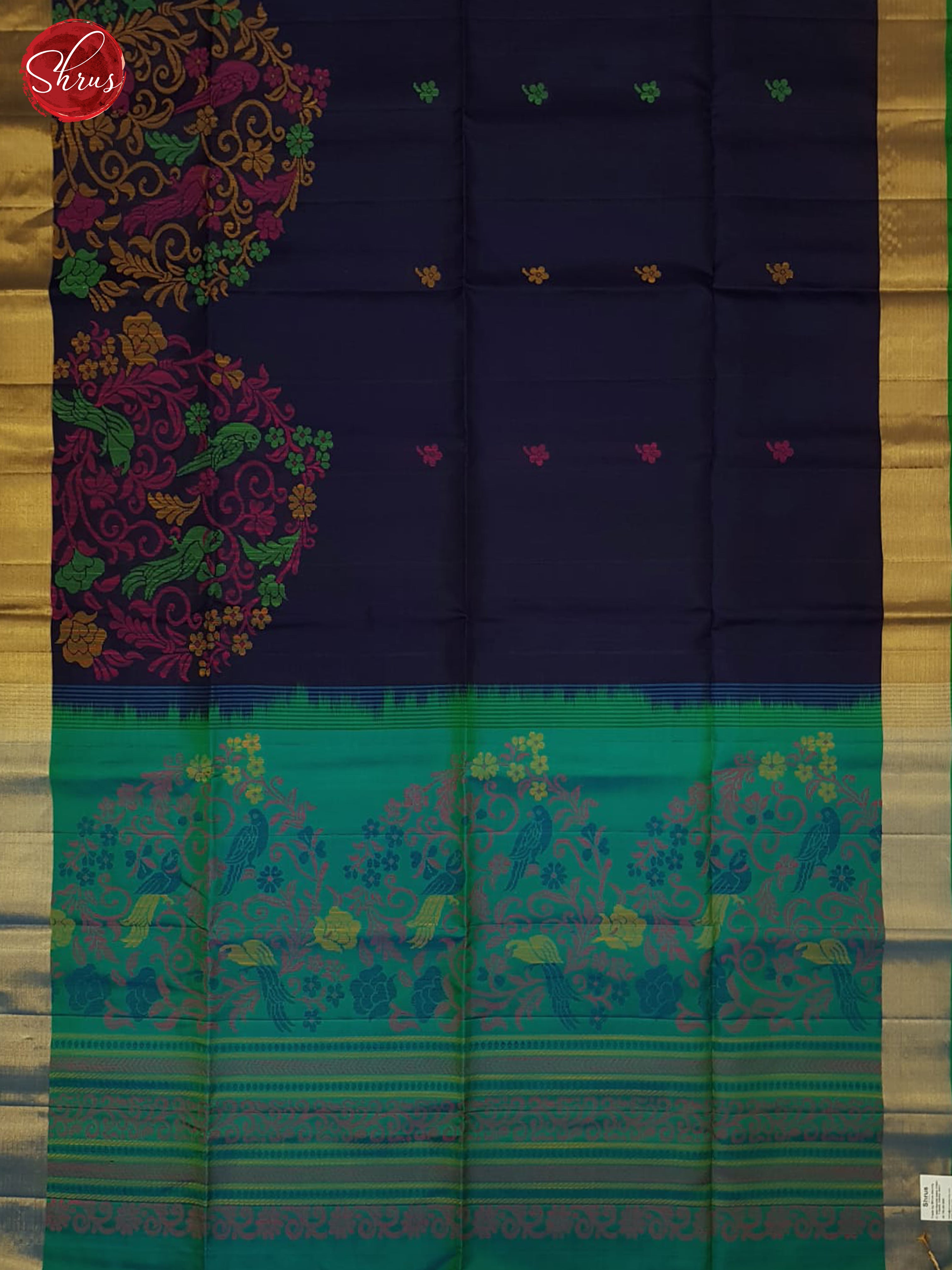 Blue and Green- Soft Silk Saree - Shop on ShrusEternity.com