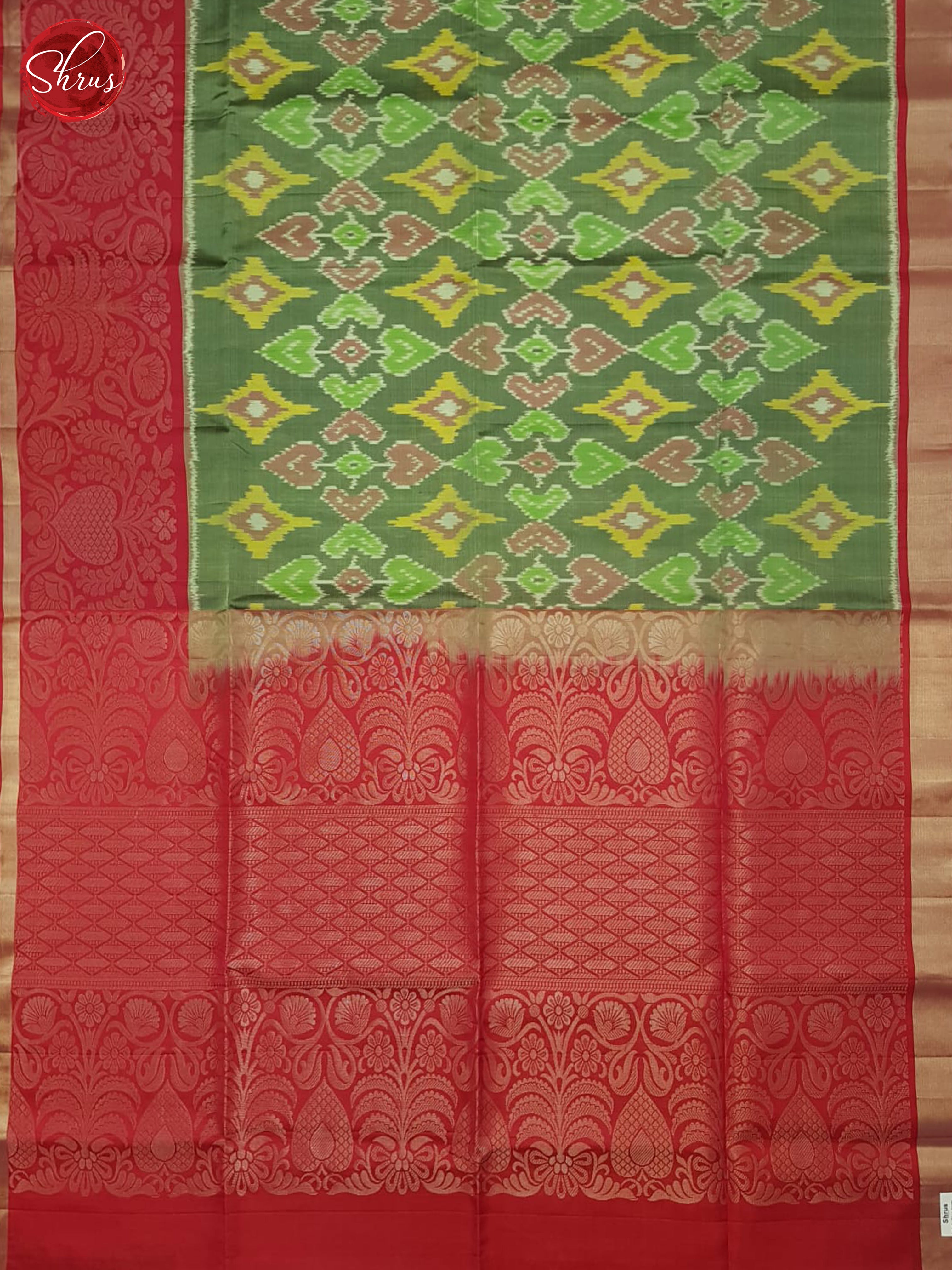 Green and Red - Soft Silk Saree - Shop on ShrusEternity.com