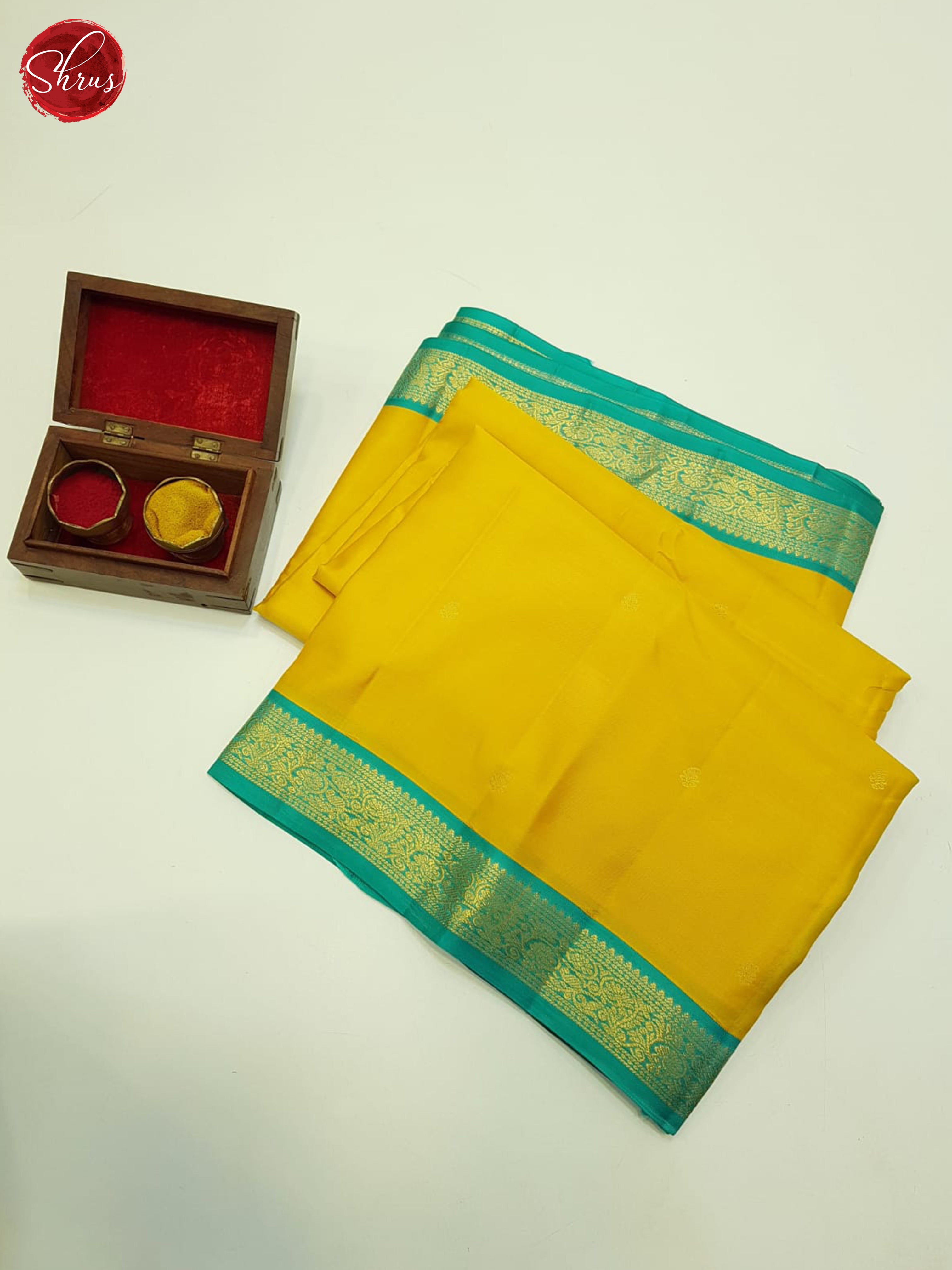 Mustard And Teal Green-soft Silk saree - Shop on ShrusEternity.com