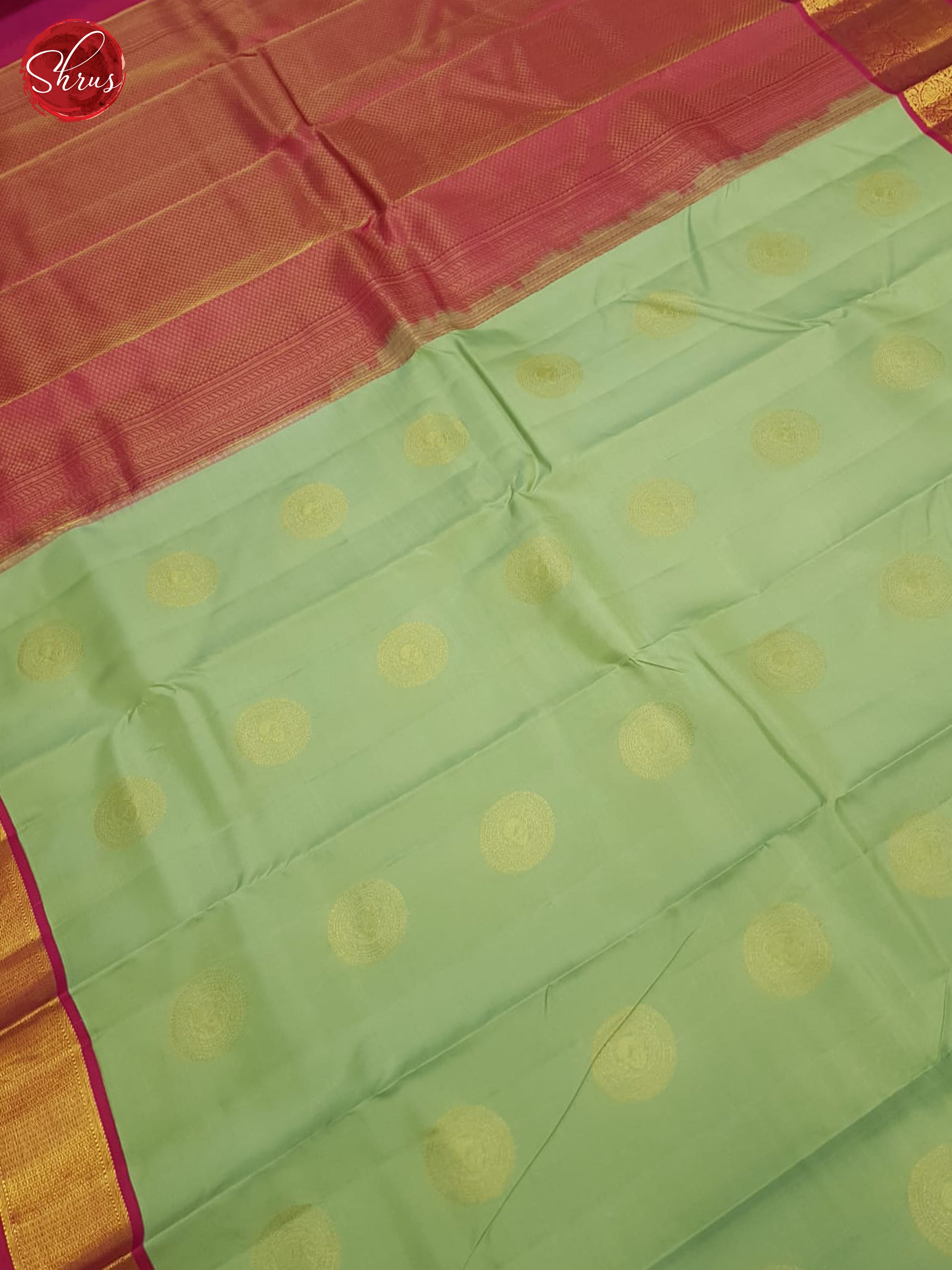 Green And Pink-Kanchipuram Silk saree - Shop on ShrusEternity.com