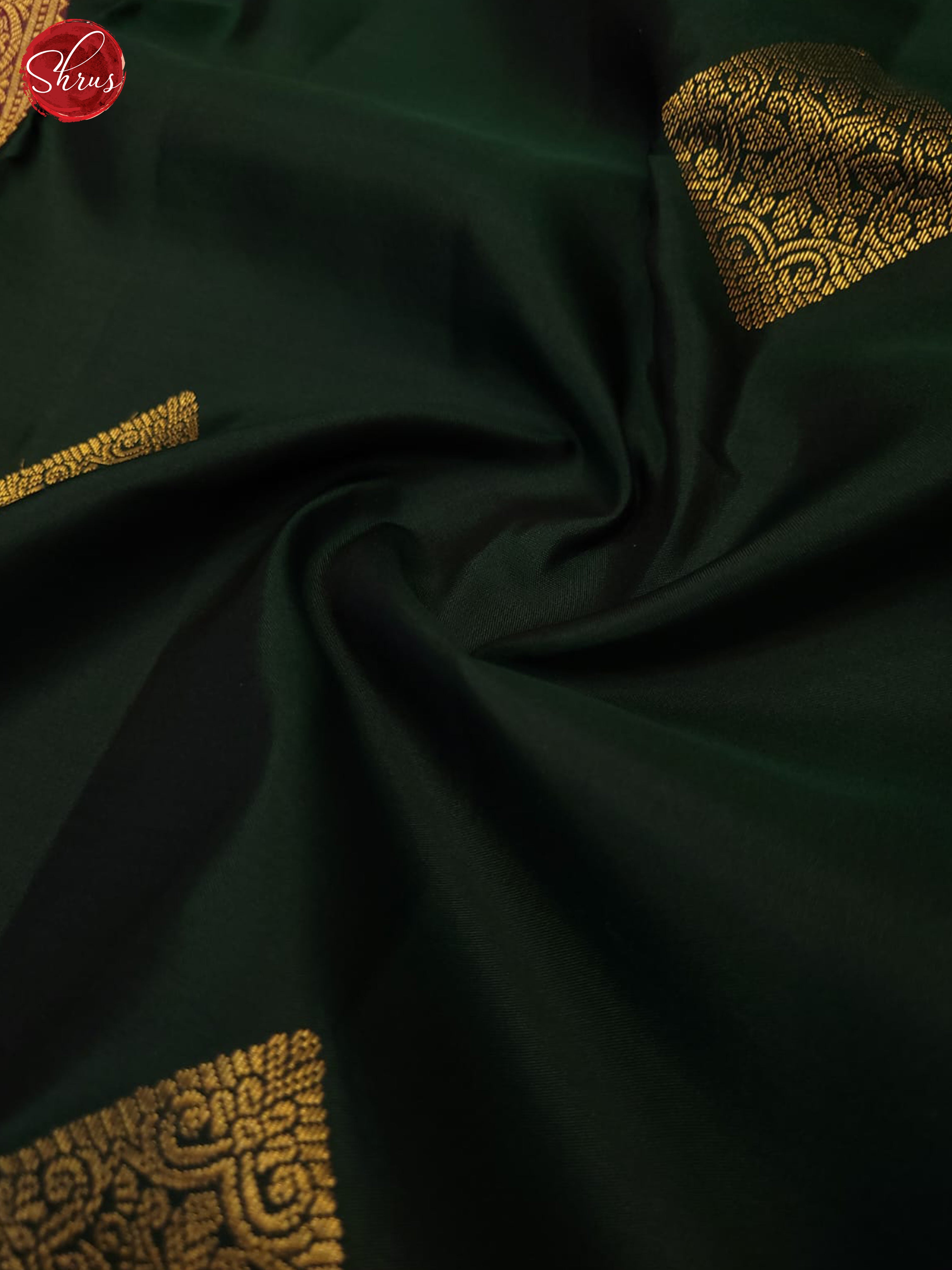 Bottle Green and Red- Kanchipuram silk saree - Shop on ShrusEternity.com