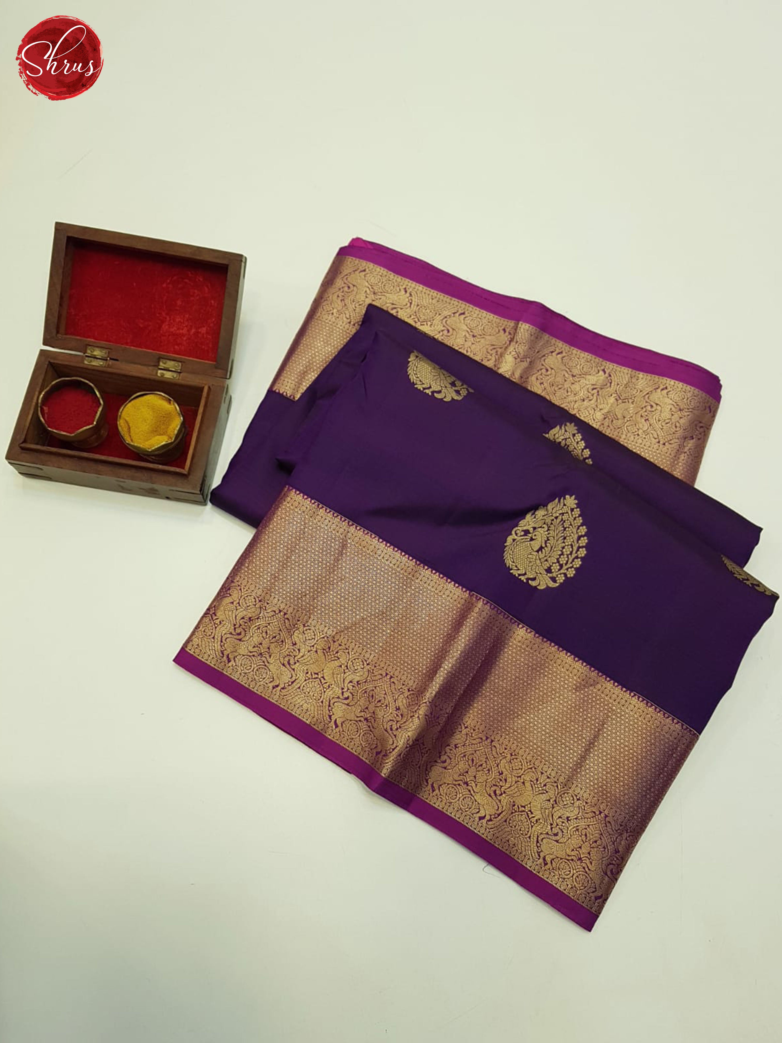 Wine And Pink-Kanchipuram silk saree - Shop on ShrusEternity.com