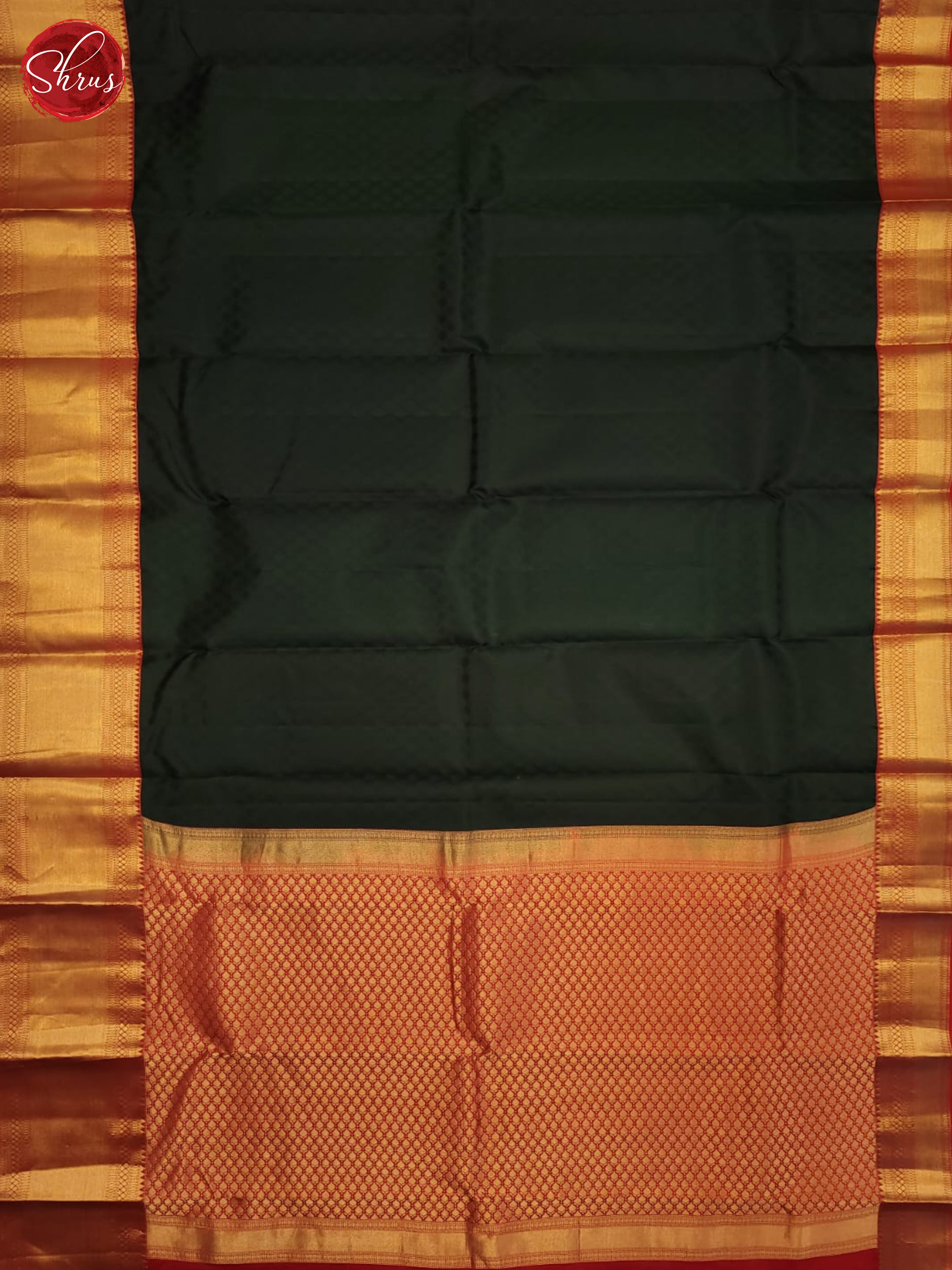 Bottle green and Red-Kanchipiram silk saree - Shop on ShrusEternity.com