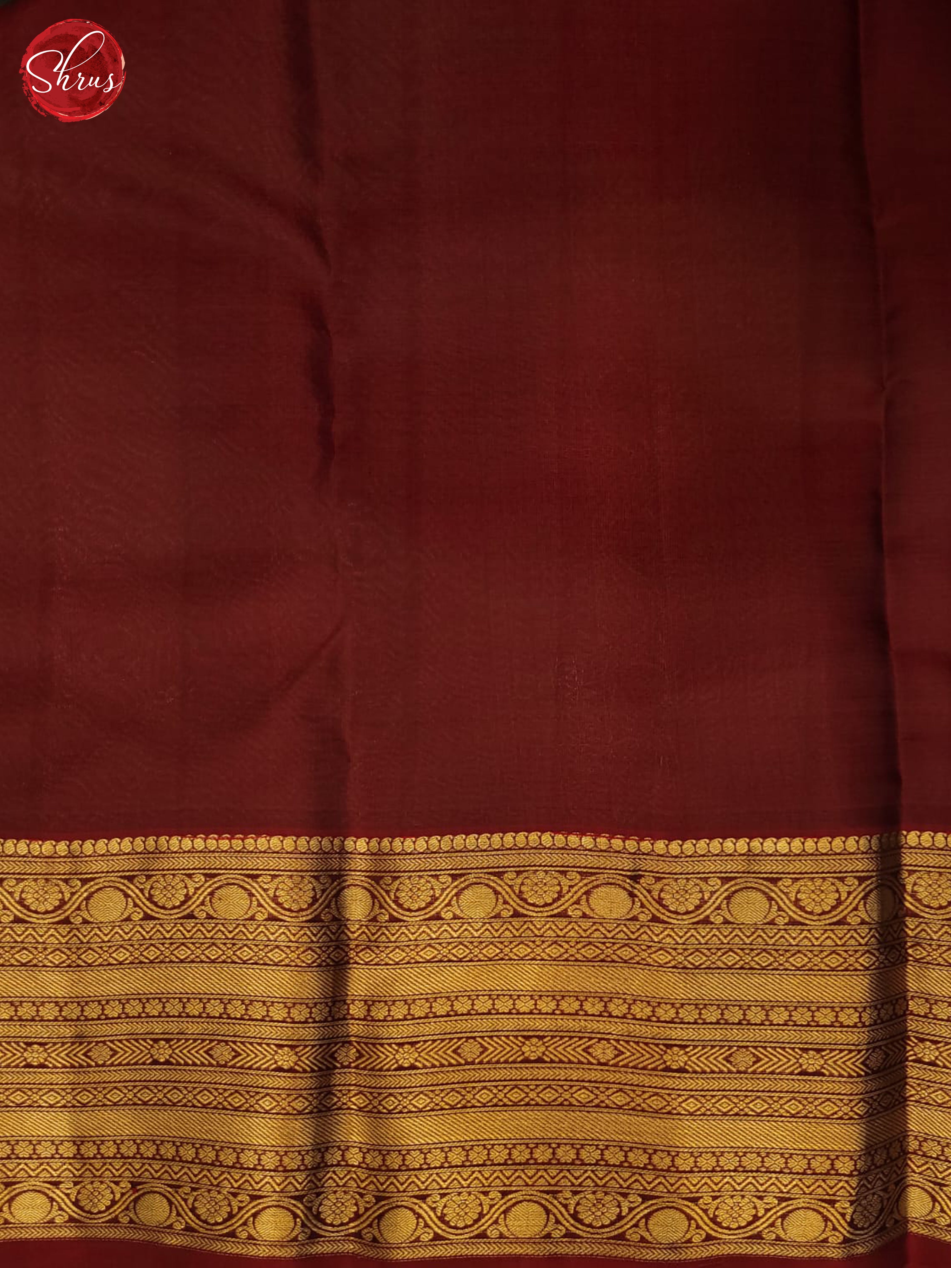 bottle green and maroon- Kanchipuram half- Pure Silk Saree - Shop on ShrusEternity.com