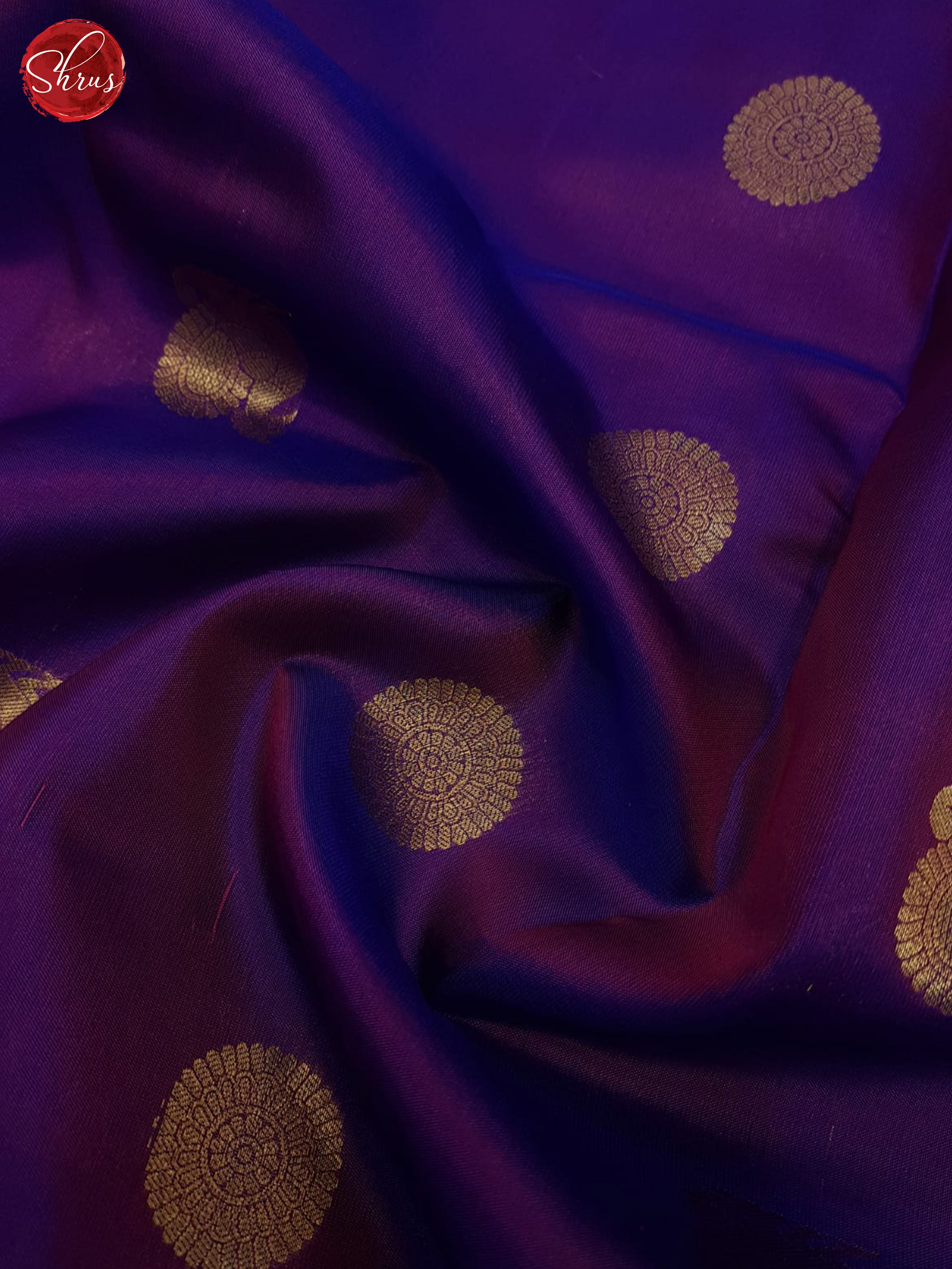 Purple And Green- Kanchipuram Half-pure Silk Saree - Shop on ShrusEternity.com