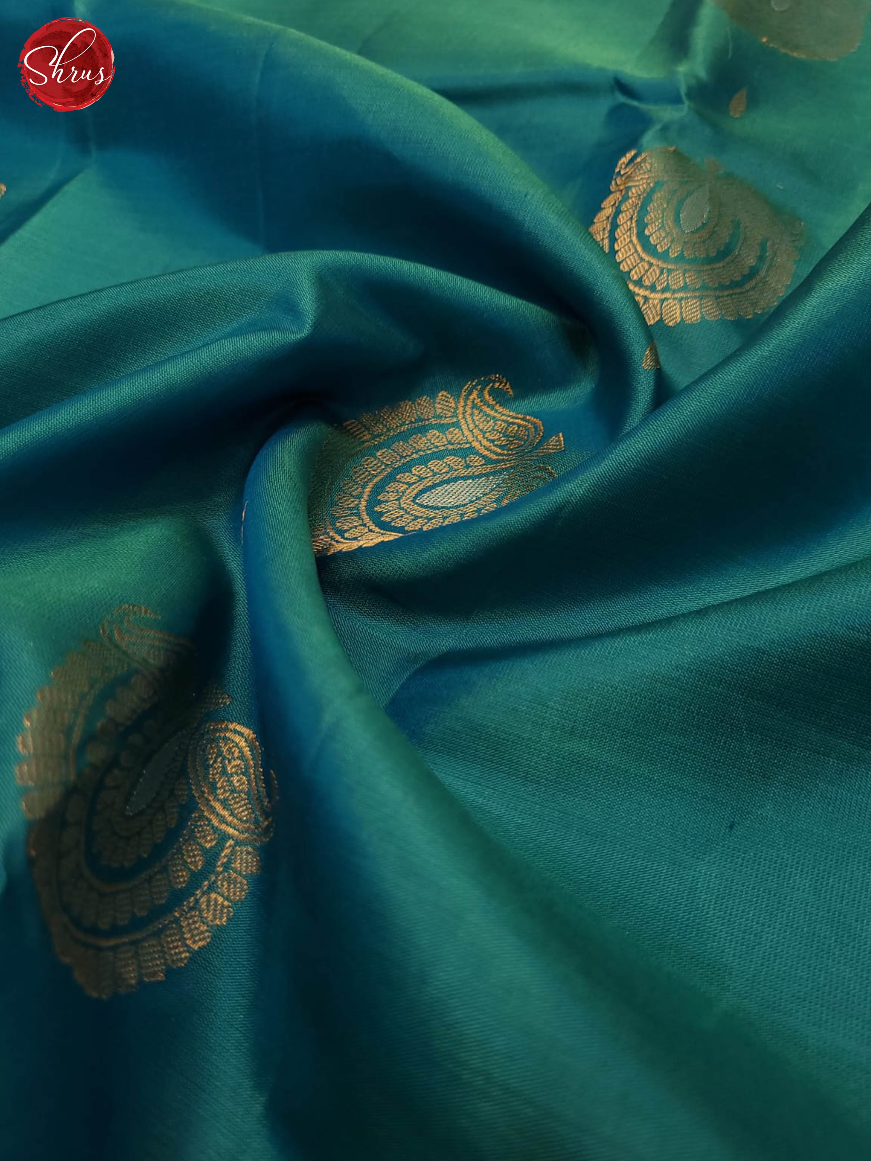 Teal & Parrot Green - Soft Silk Saree with Ikkat Print on both borders - Shop on ShrusEternity.com