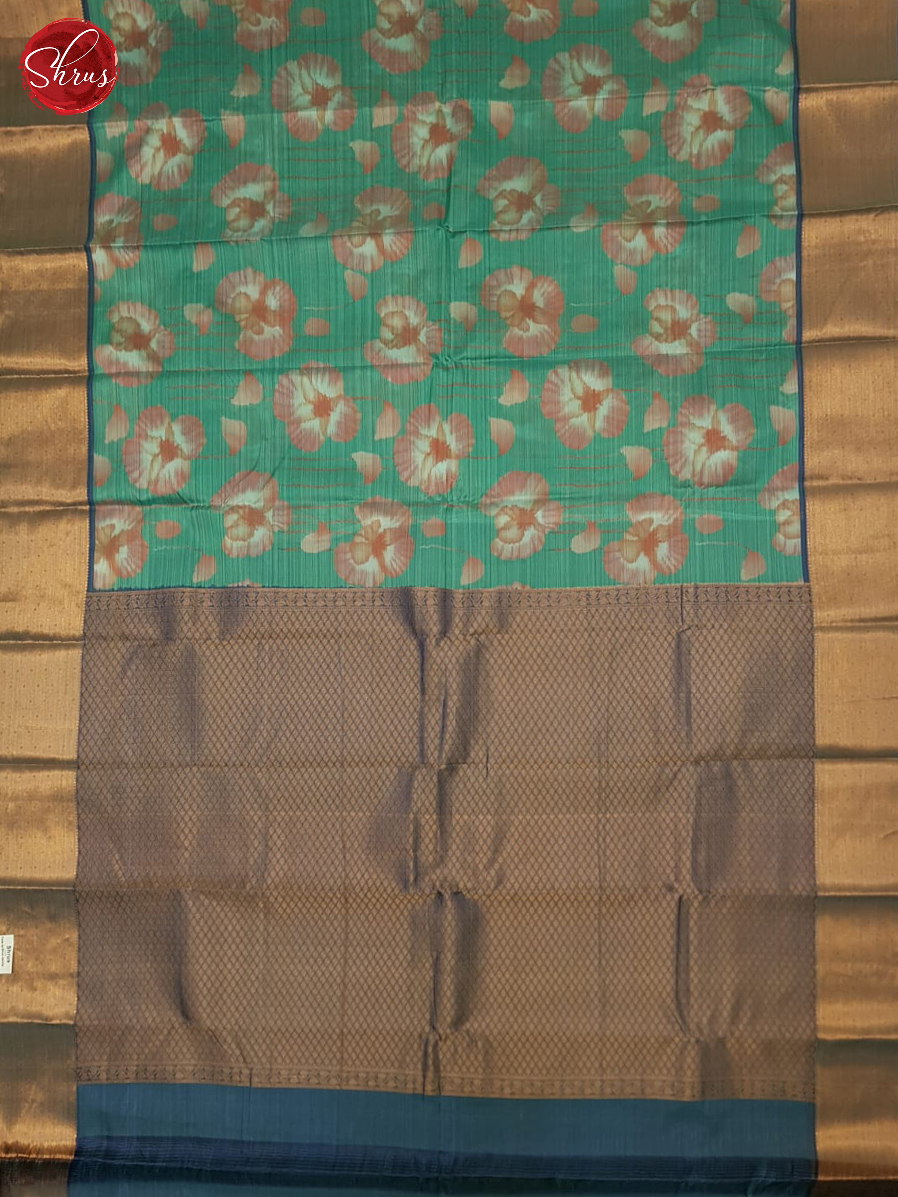 Green And Blue- Kanchipuram Half-pure Silk Saree - Shop on ShrusEternity.com