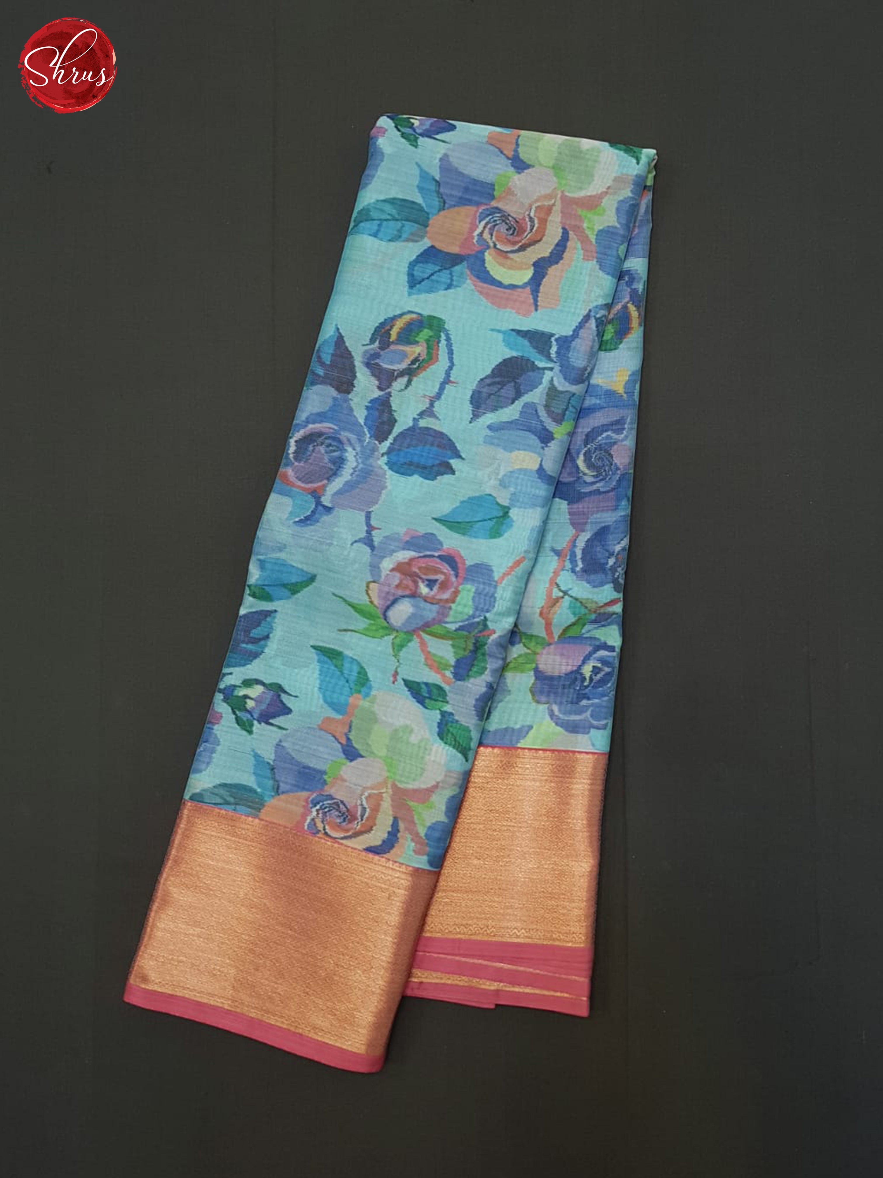 Blue And Pink- Kanchipuram Half-pure Silk Saree - Shop on ShrusEternity.com