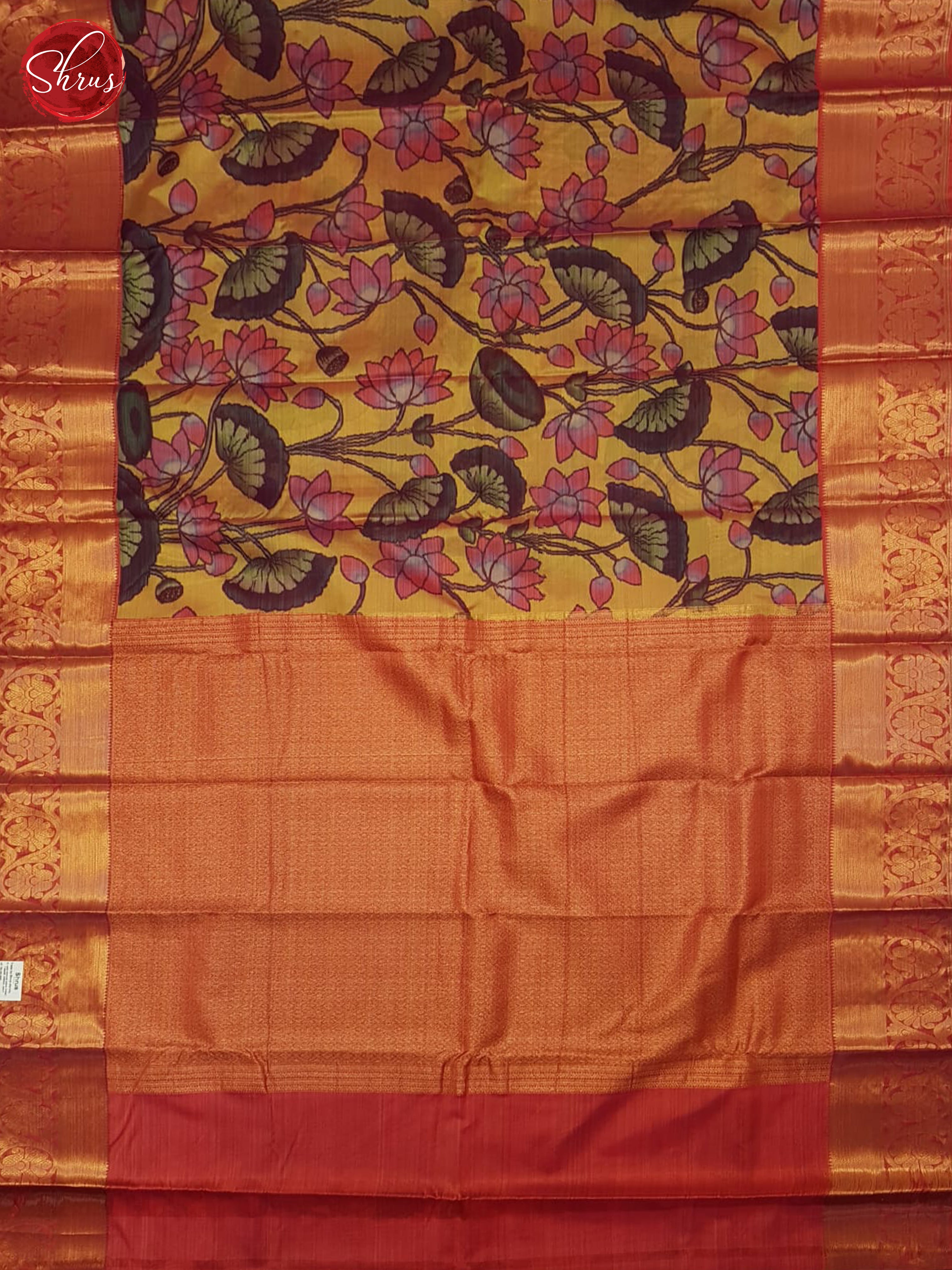 Dull Gold And Red- Kanchipuram half-pure Silk Saree - Shop on ShrusEternity.com