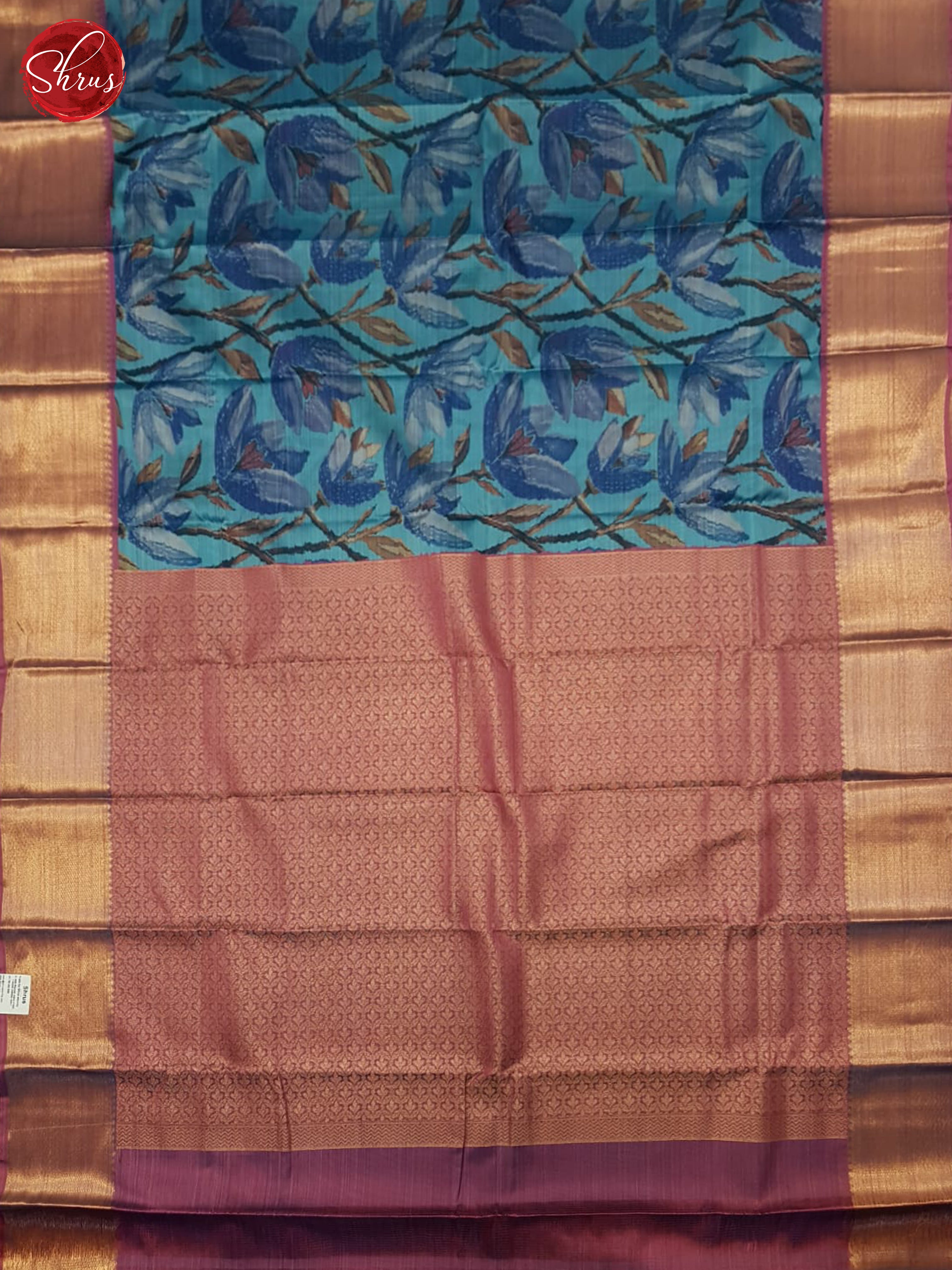 Blue And Pink- Kanchipuram half-pure Silk saree - Shop on ShrusEternity.com