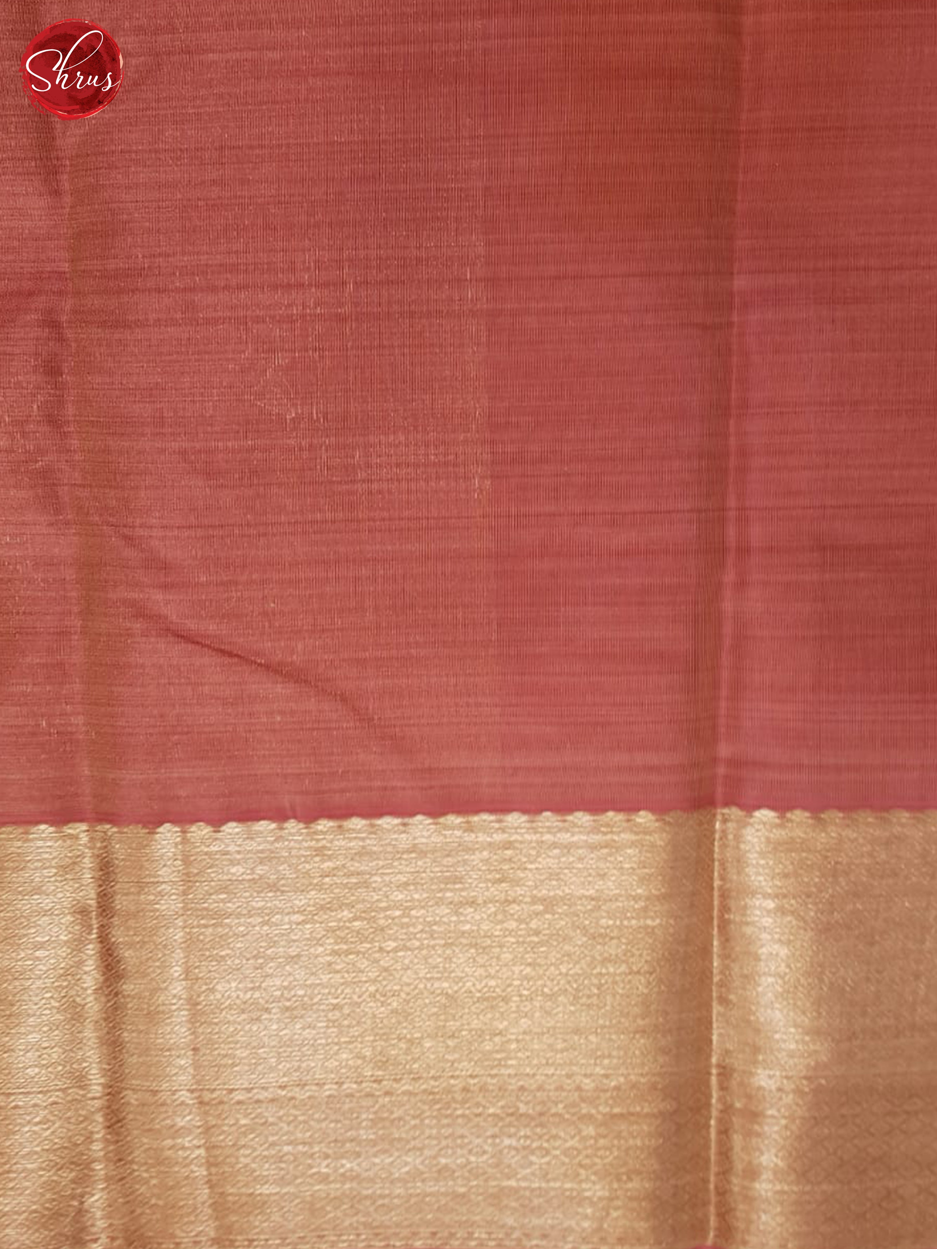 Peach And Dusty Red- Kanchipuram Half-pure Silk Saree - Shop on ShrusEternity.com