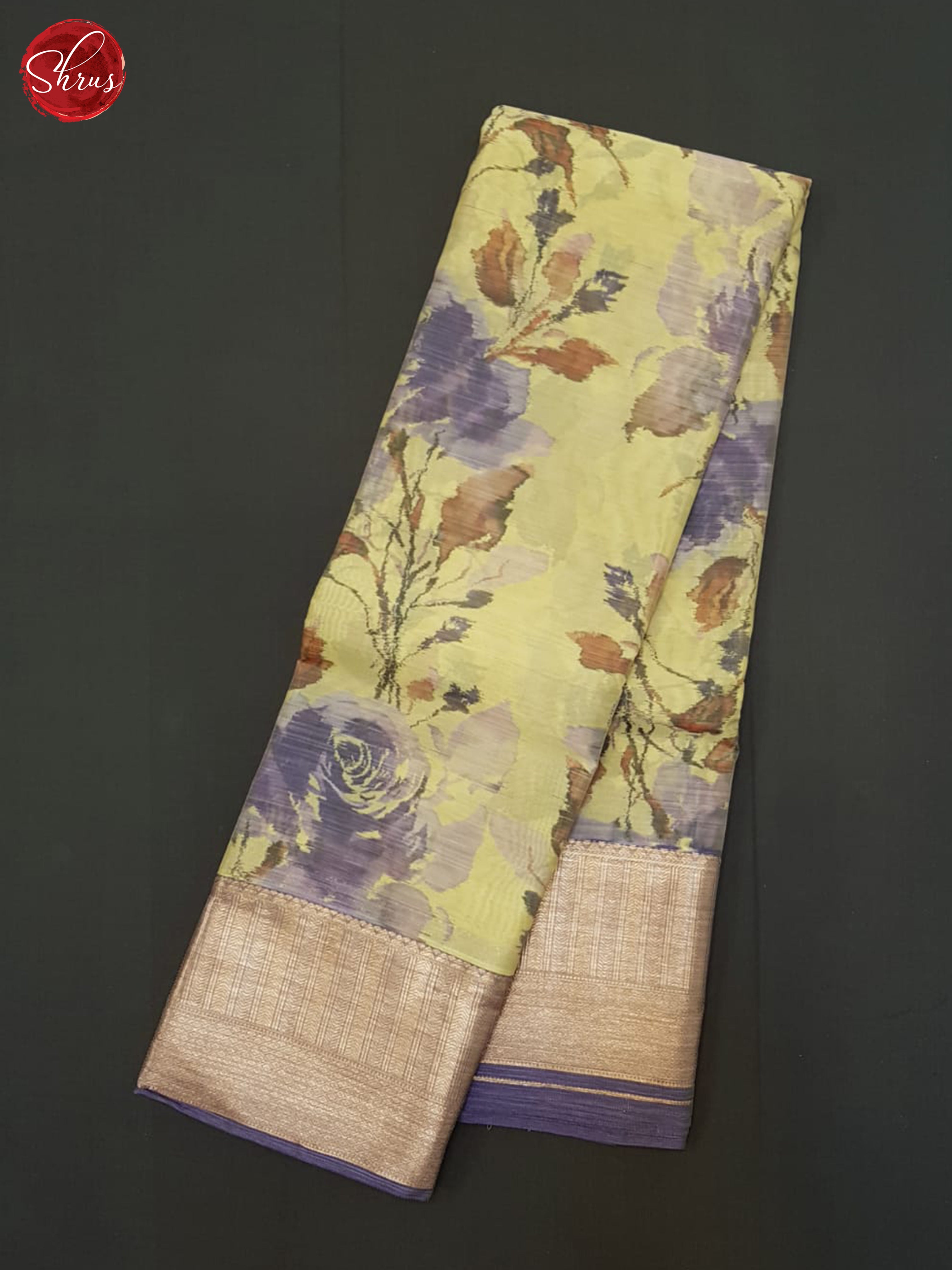 Light Yellow And Dusty Blue- Kanchipuram Half- Pure Silk Saree - Shop on ShrusEternity.com