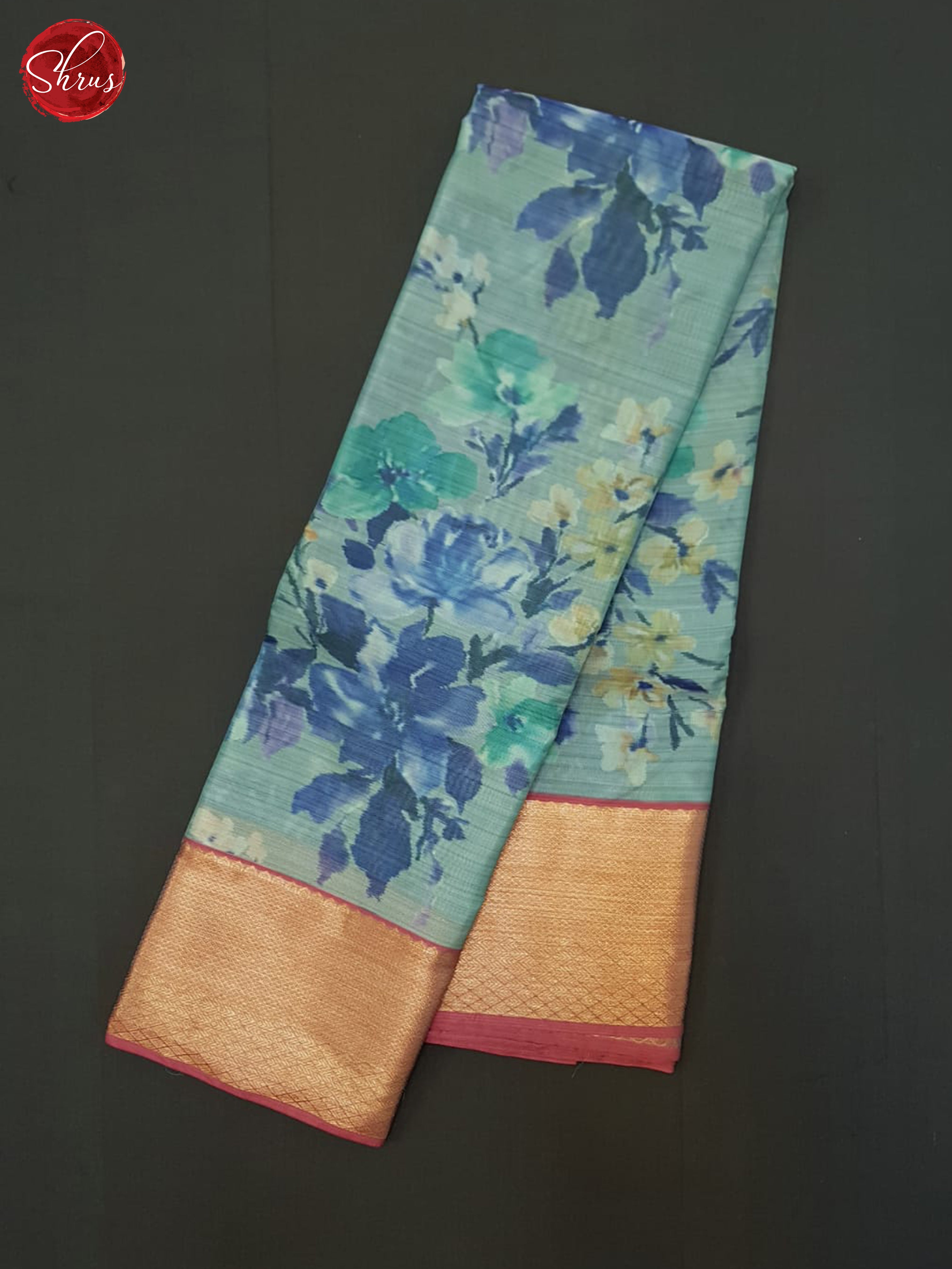 Blue And Dusty Pink- Kanchipuram half-pure silk Saree - Shop on ShrusEternity.com