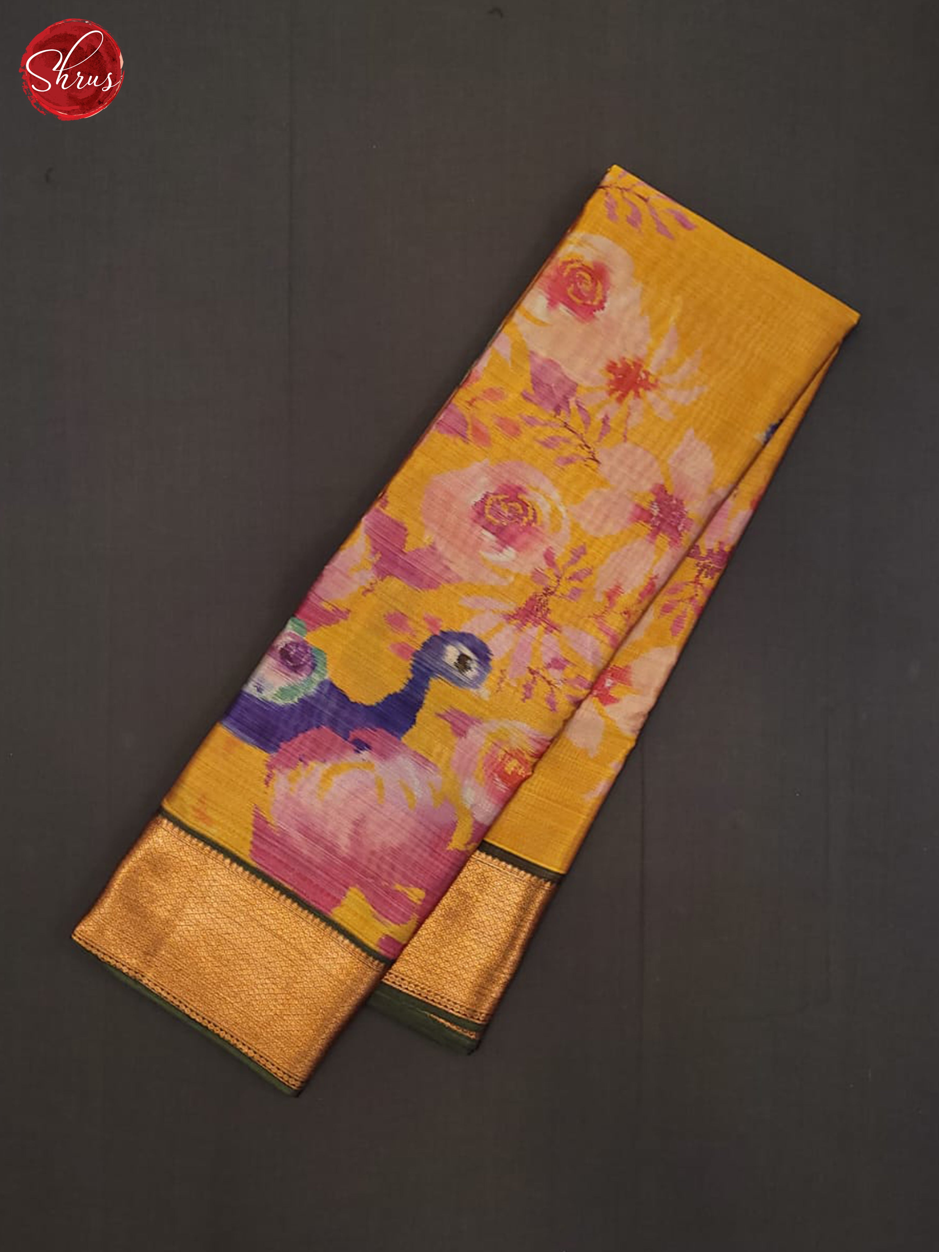 Mustard & Grey - Kanchipuram half-pure Silk Saree - Shop on ShrusEternity.com