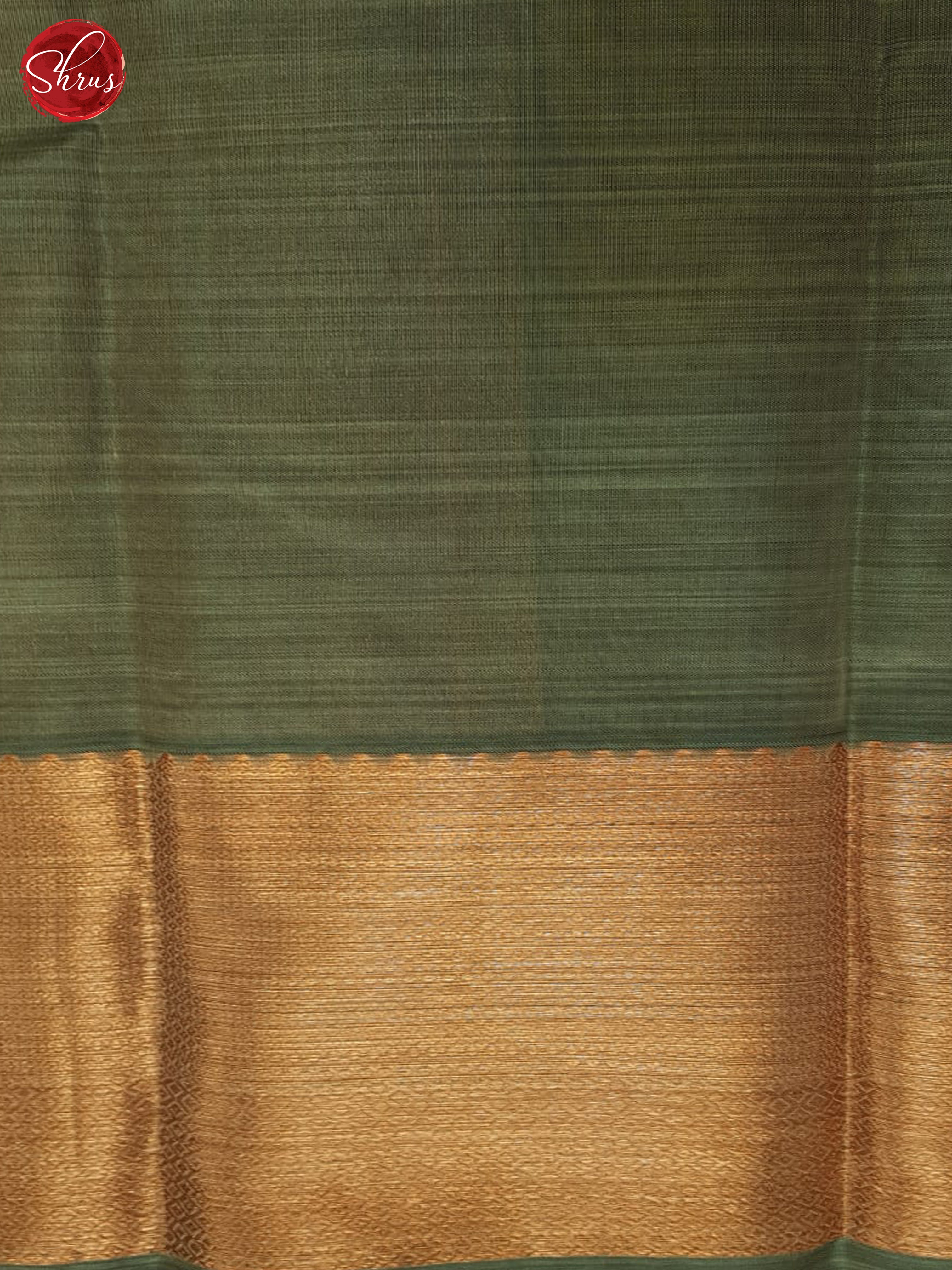 Beige And Greenish Grey- Kanchipuram Half-pure Silk saree - Shop on ShrusEternity.com