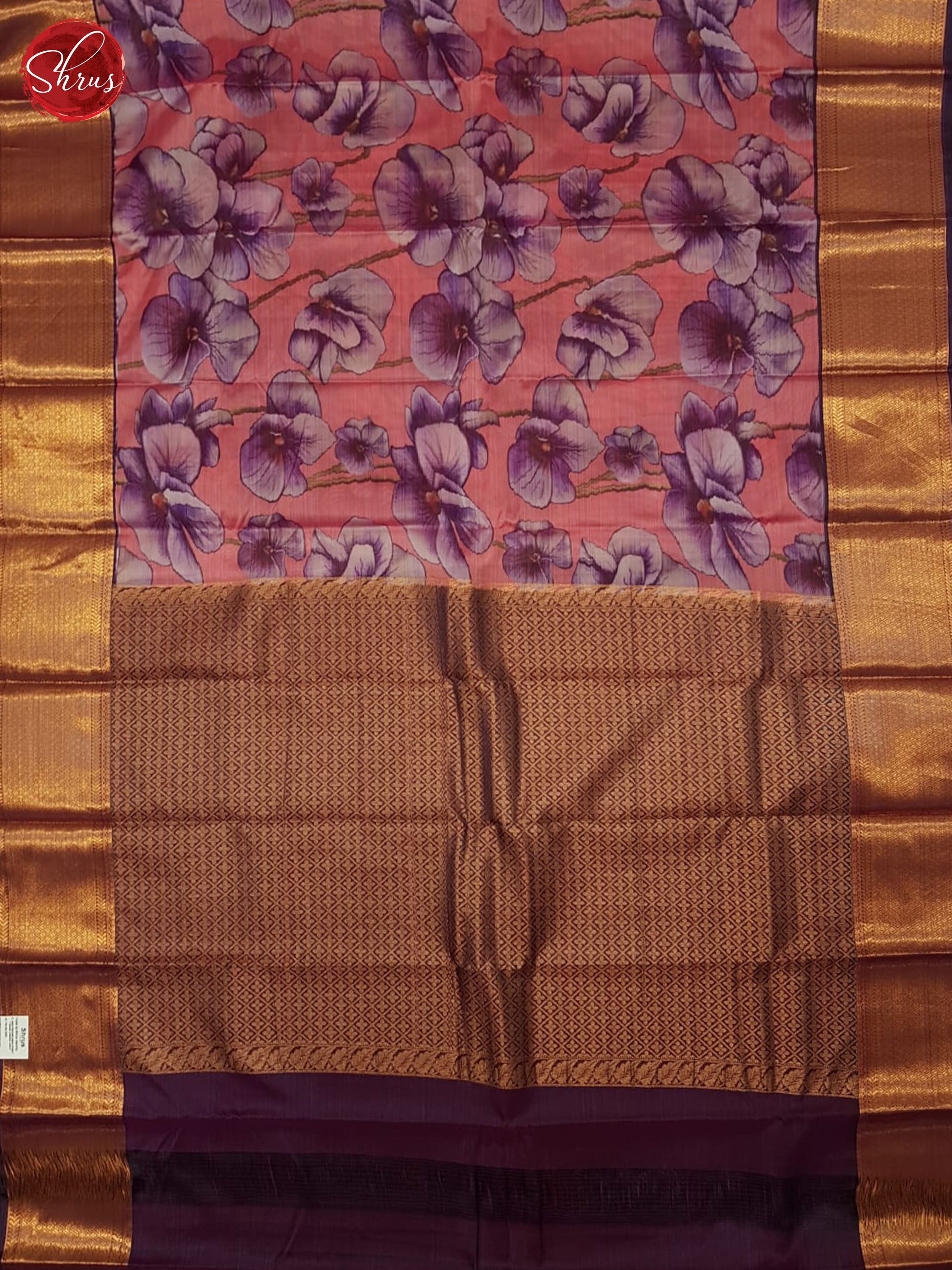 Pink And Wine- Kanchipuram half-pure Silk saree - Shop on ShrusEternity.com