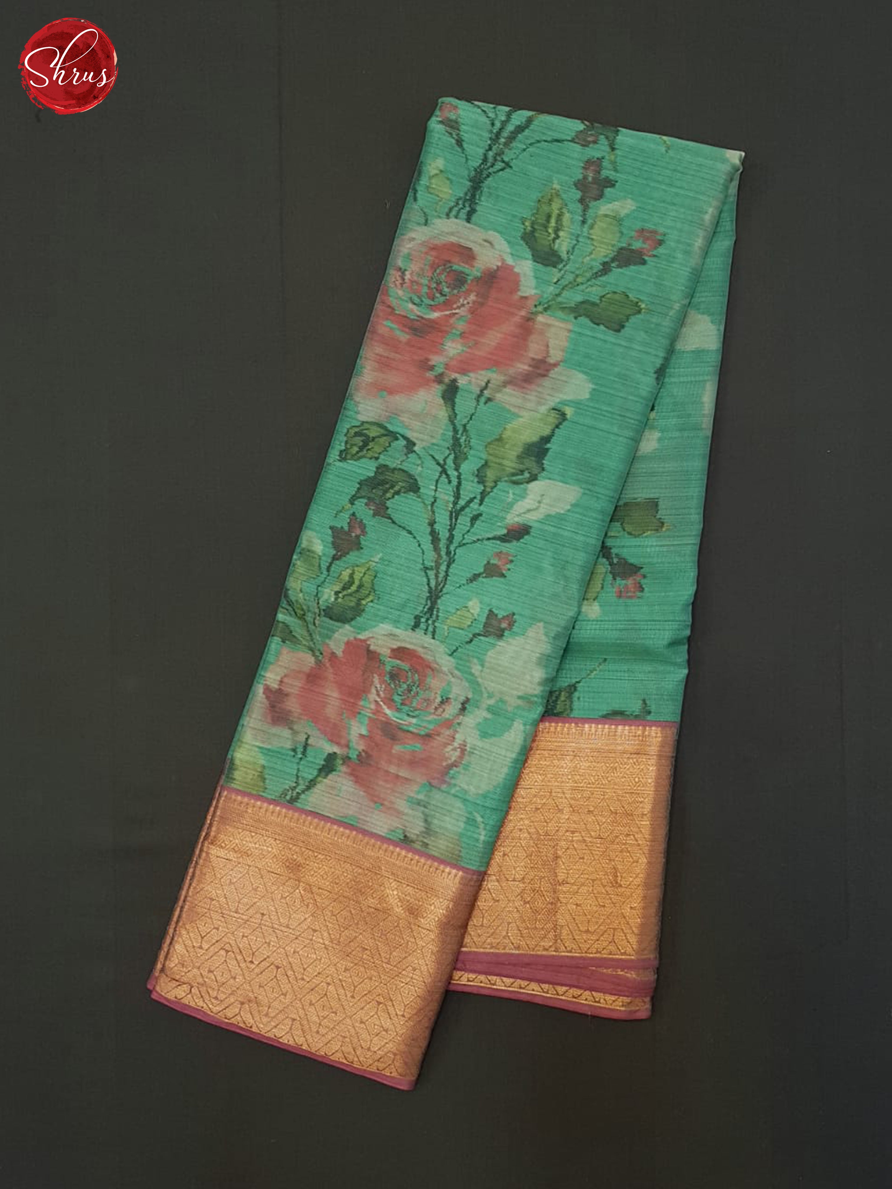 Green And Dusty Pink- Kanchipuram Half-pure Silk Saree - Shop on ShrusEternity.com